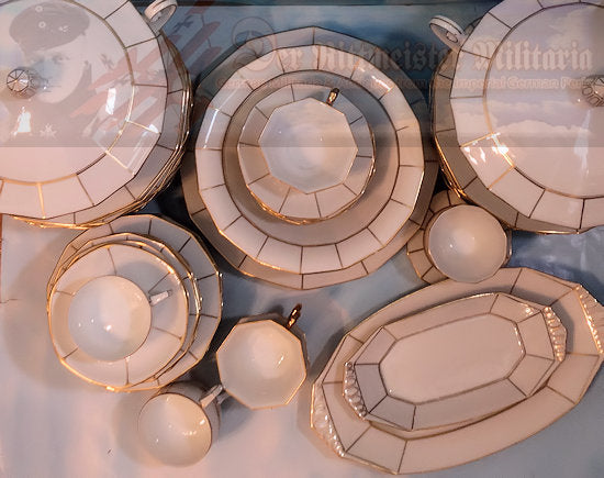 RARE GERMAN TABLEWARE DINING SET – Exquisite 22K Gold Trimmed Porcelain - Derrittmeister Militaria Group