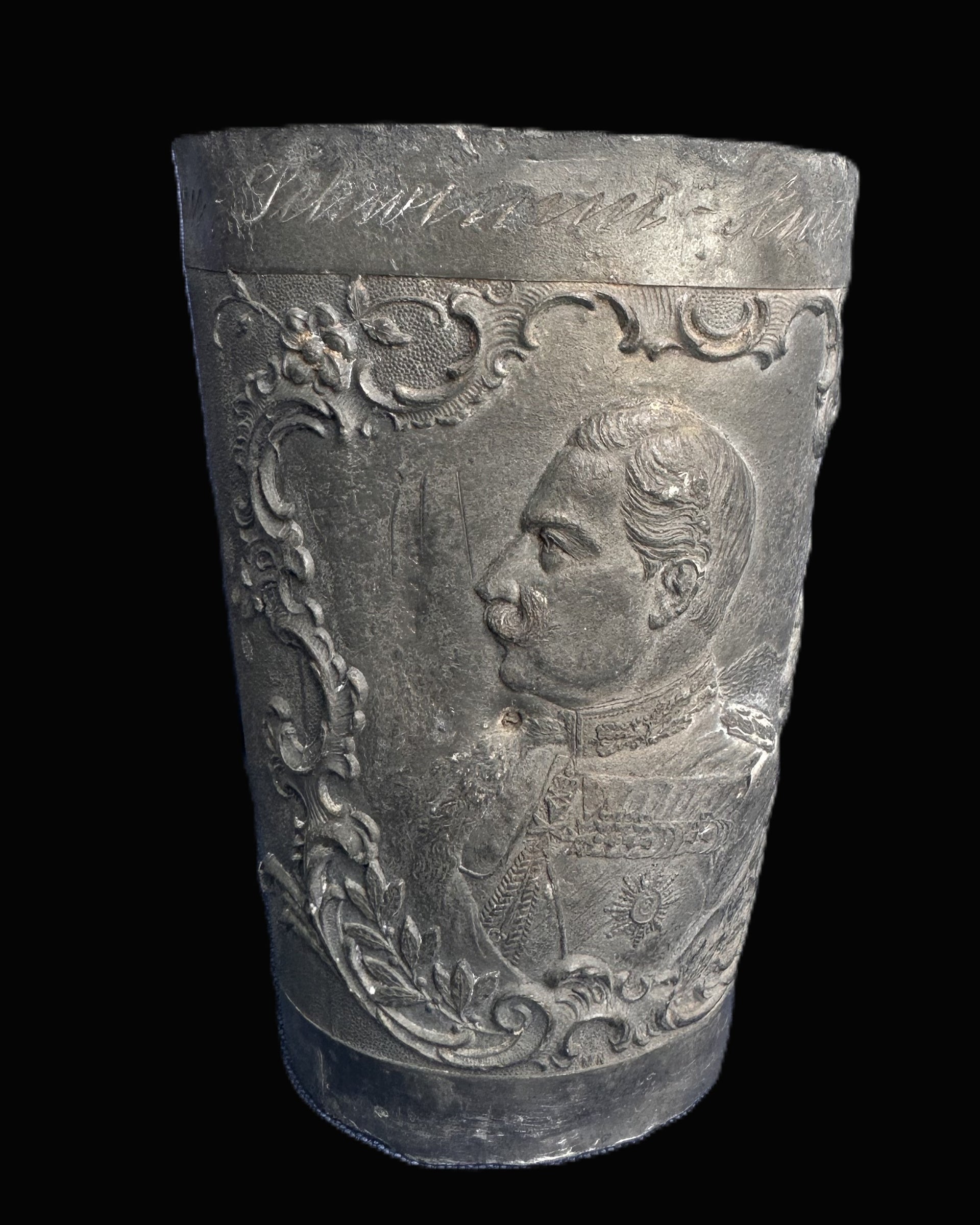 Pewter drinking cup from the Garnison-Schützen Korps, featuring Duke Albrecht of Württemberg, Hanover 1903