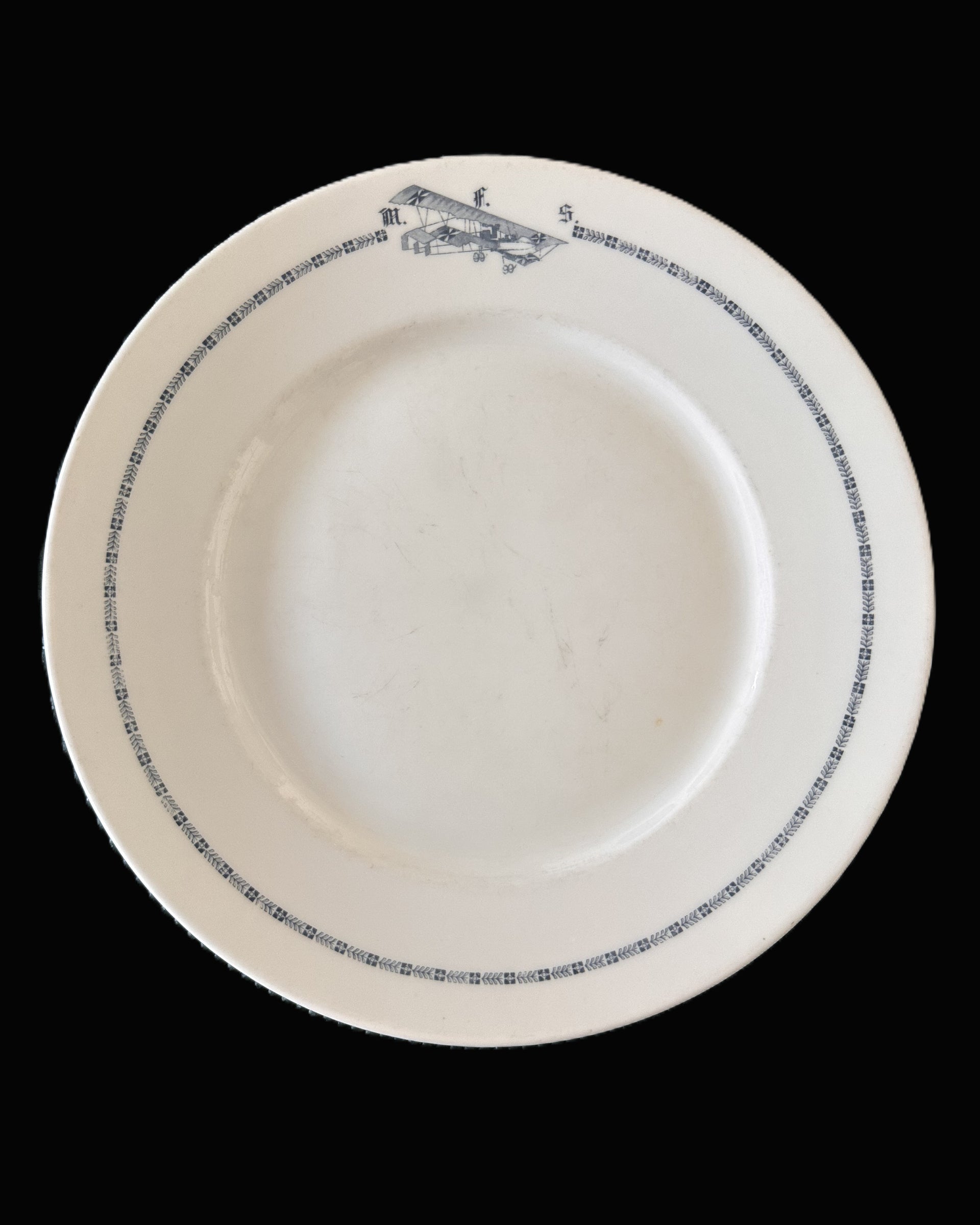 WWI German Aviation Mess Hall Dinner Plate – Rosenthal Porcelain, Franz Kreski Bromberg Vendor Mark