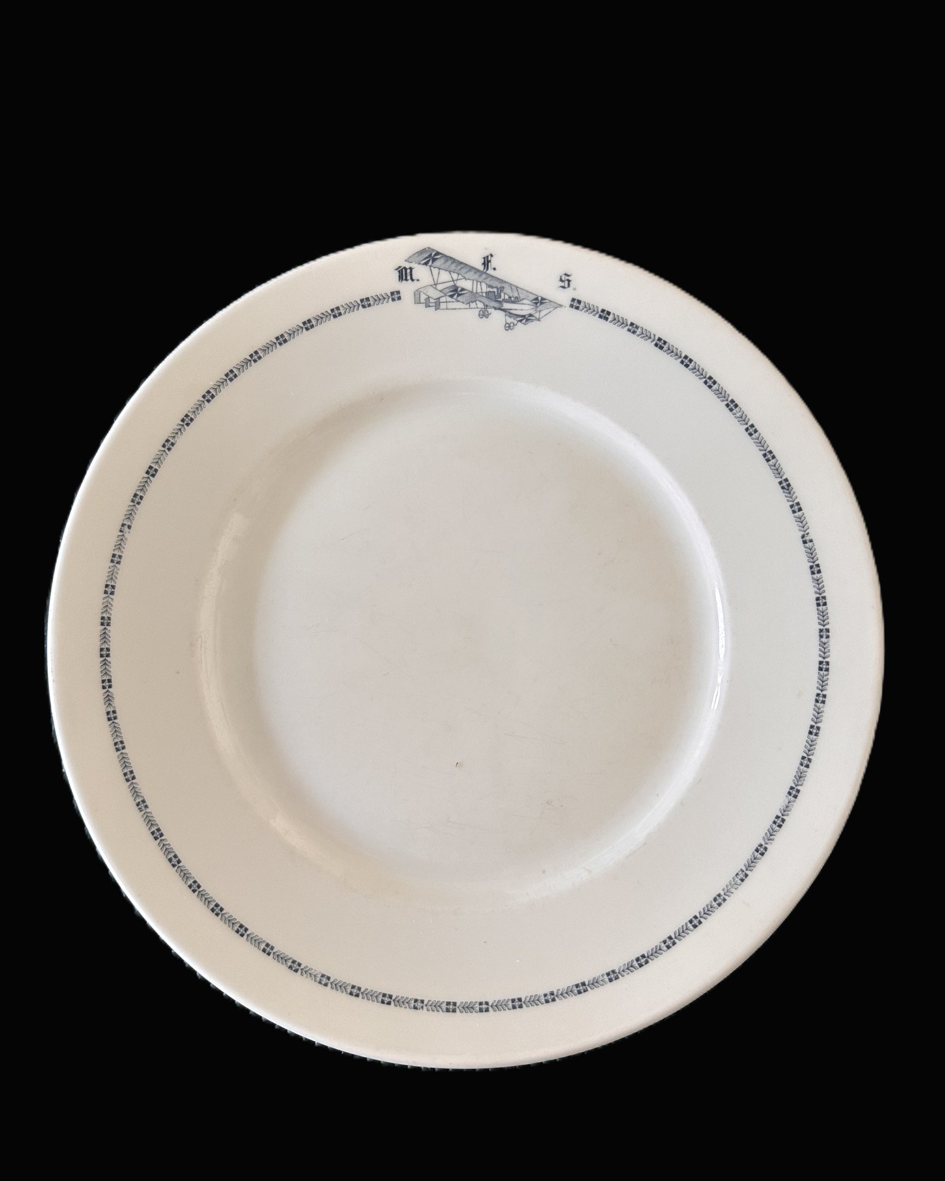 WWI German Aviation Mess Hall Dinner Plate – Rosenthal Porcelain, Franz Kreski Bromberg Vendor Mark