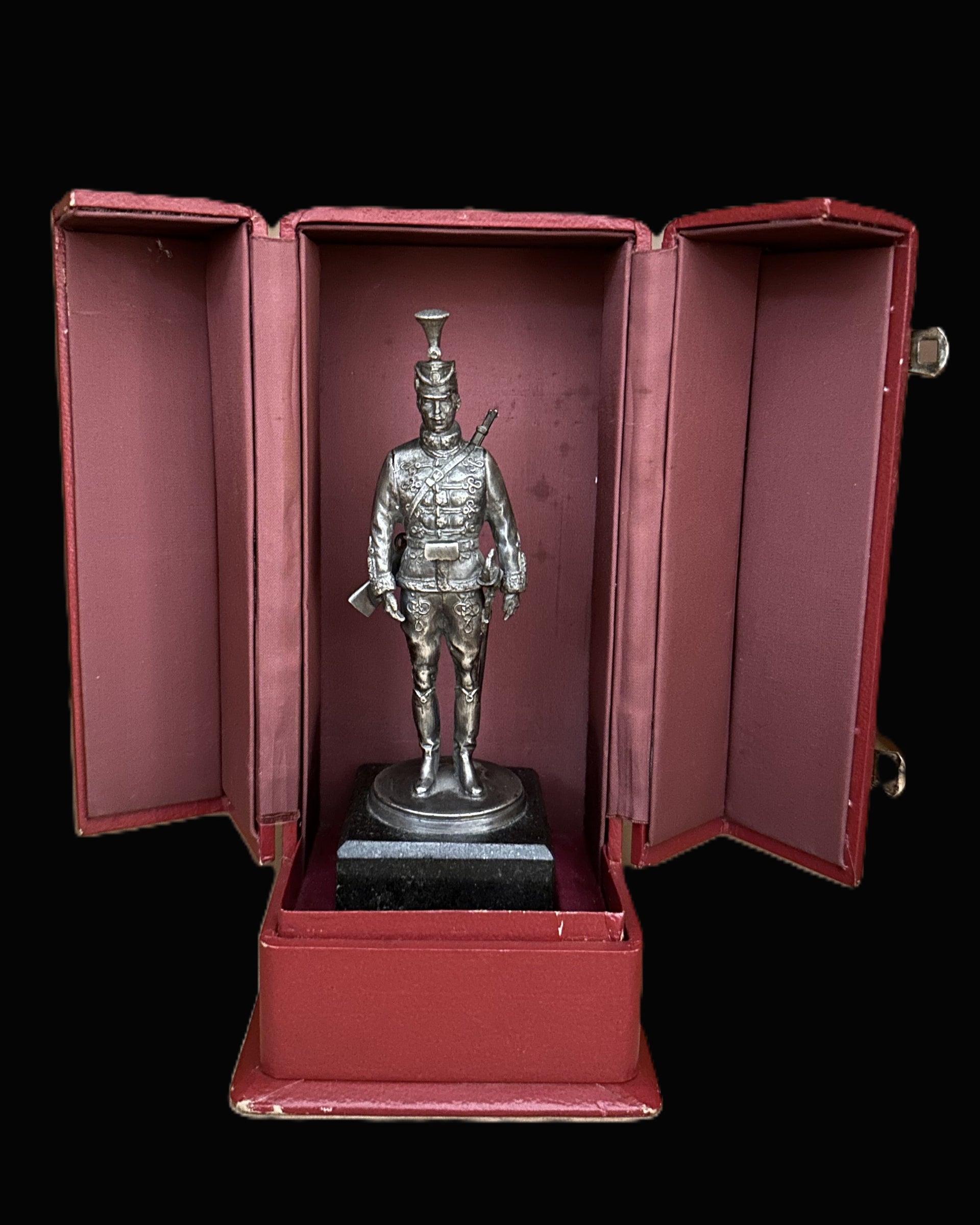 Prussian Hussar Officer Presentation Statuette in Case