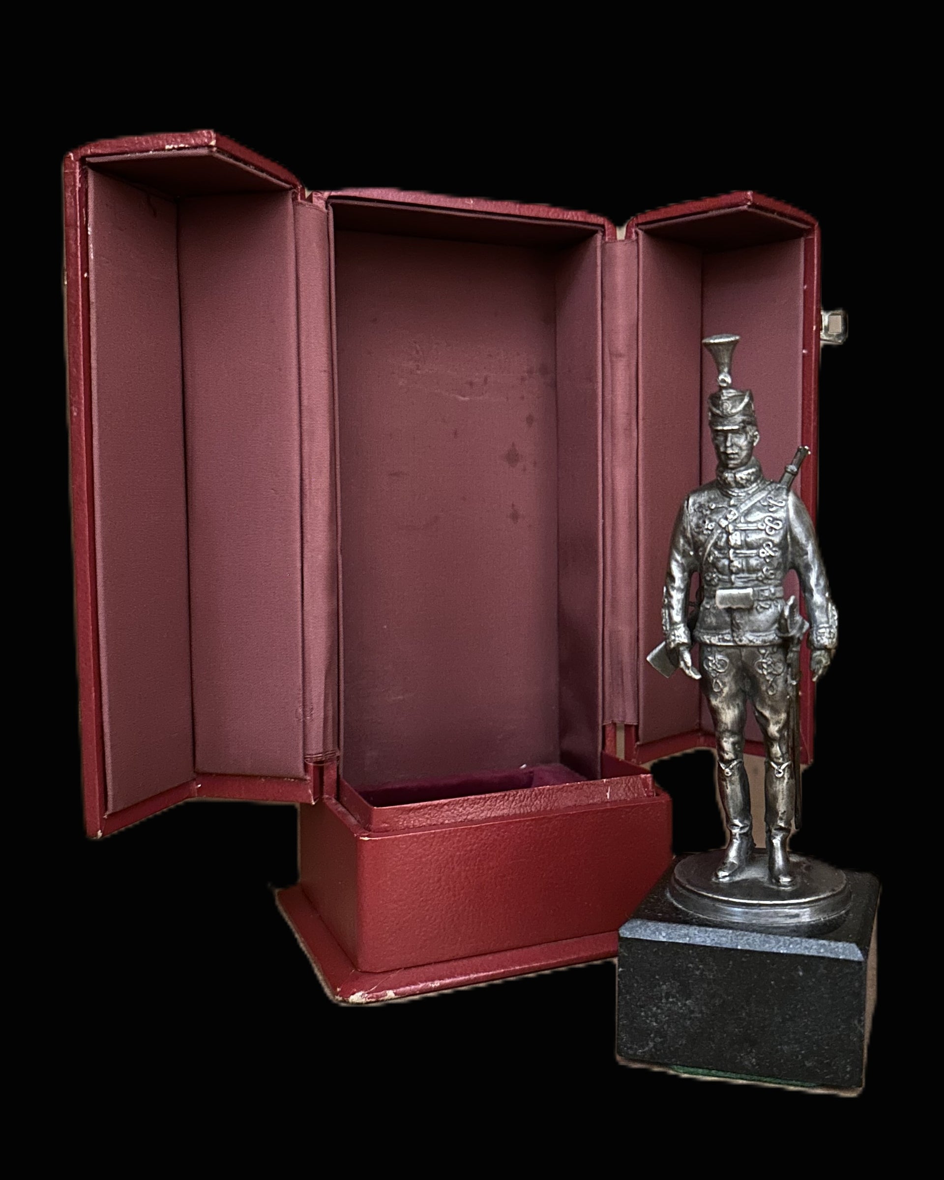 Prussian Hussar Officer Presentation Statuette in Case