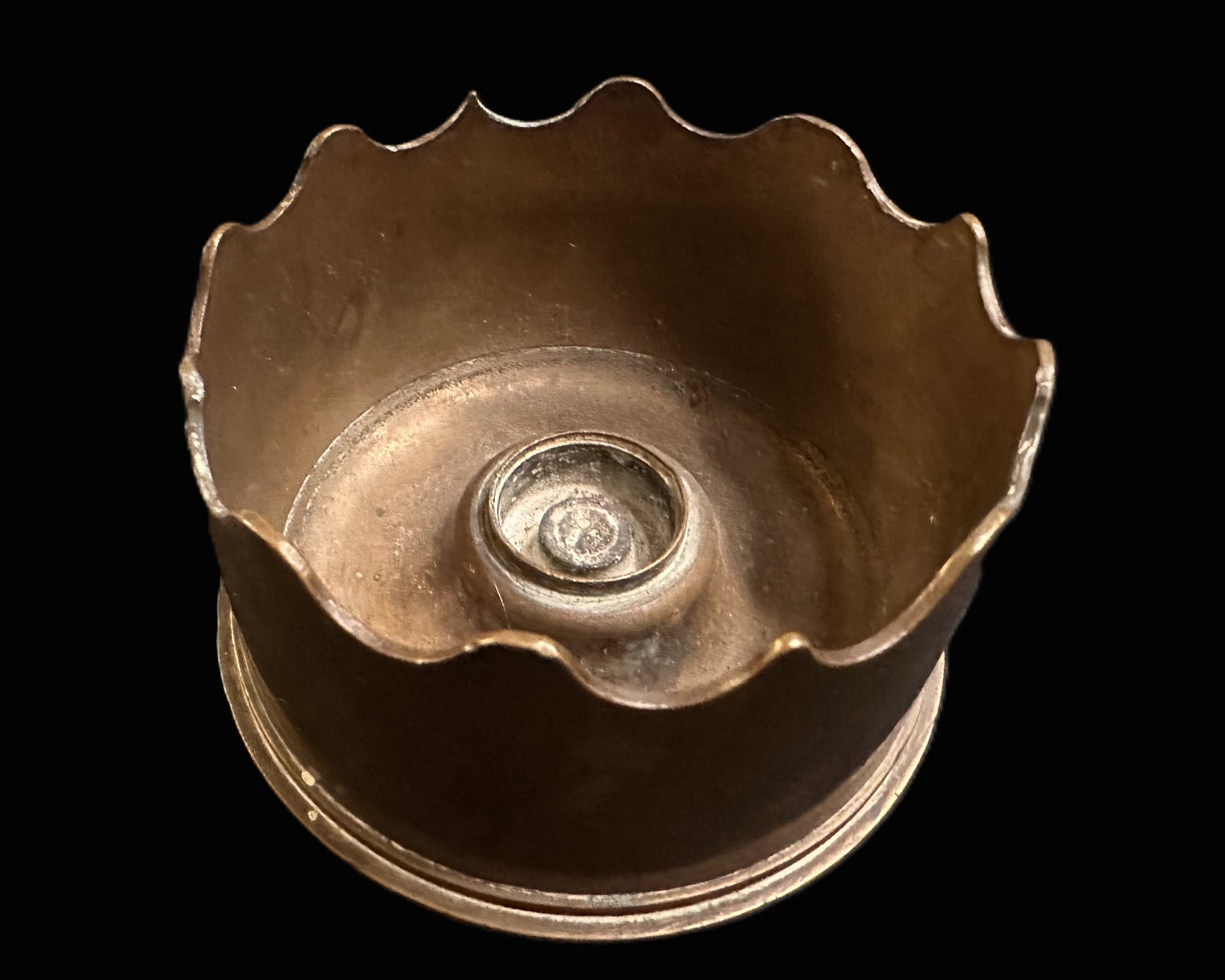 WWI British 18-Pounder Artillery Fuze Trench Art Vessel, Dated 1915