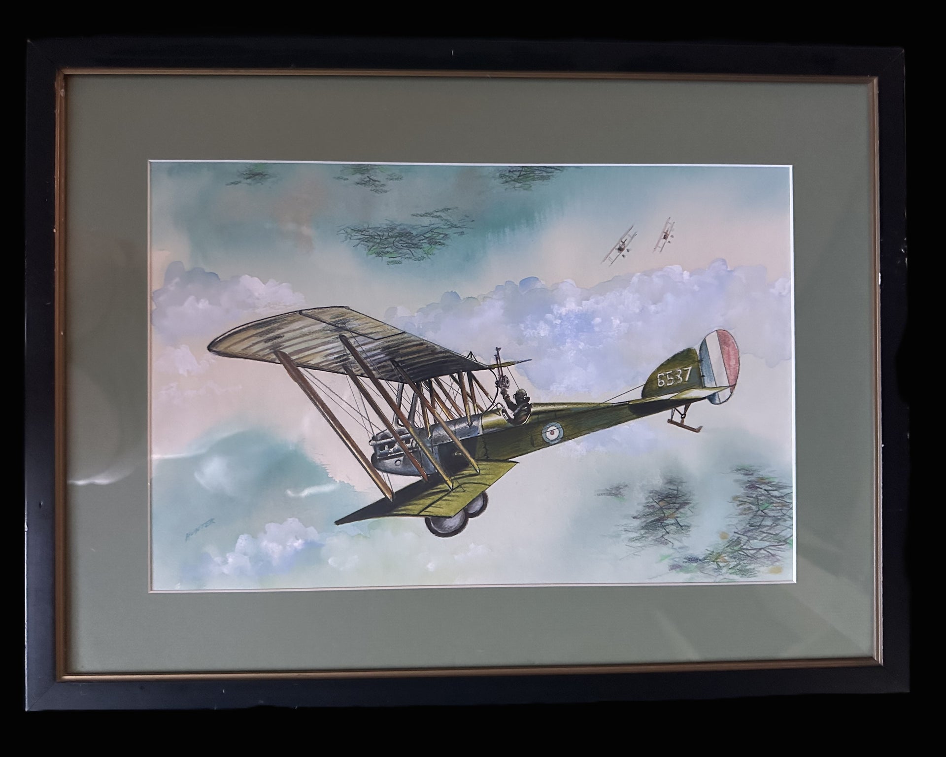 Jack D. Hunter Original Painting – BE-12 vs Albatros Fighters (Western Front, 1916)