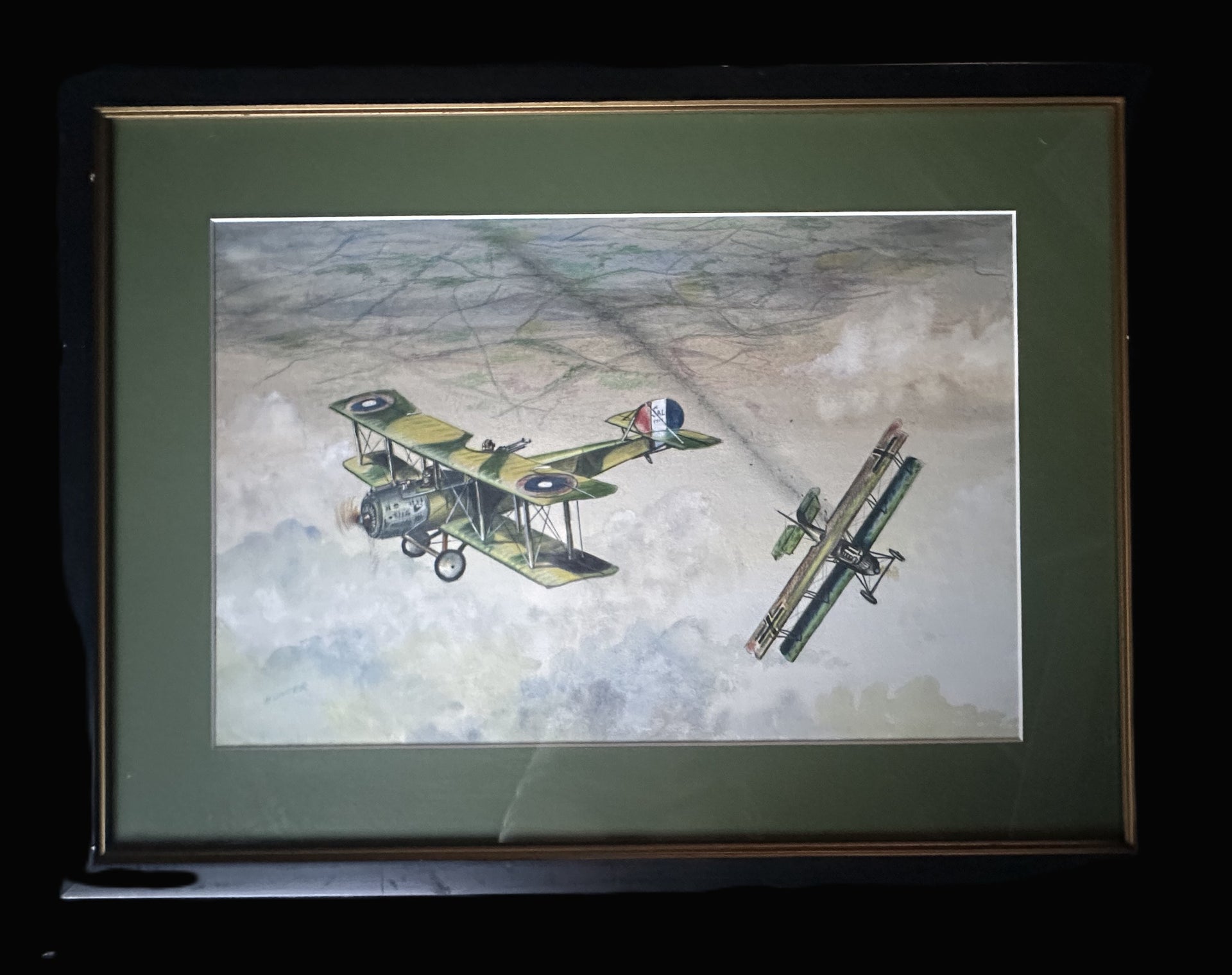 Jack D. Hunter Original Painting – U.S. Salmson Two-Seater vs Pfalz D.XII, 1918