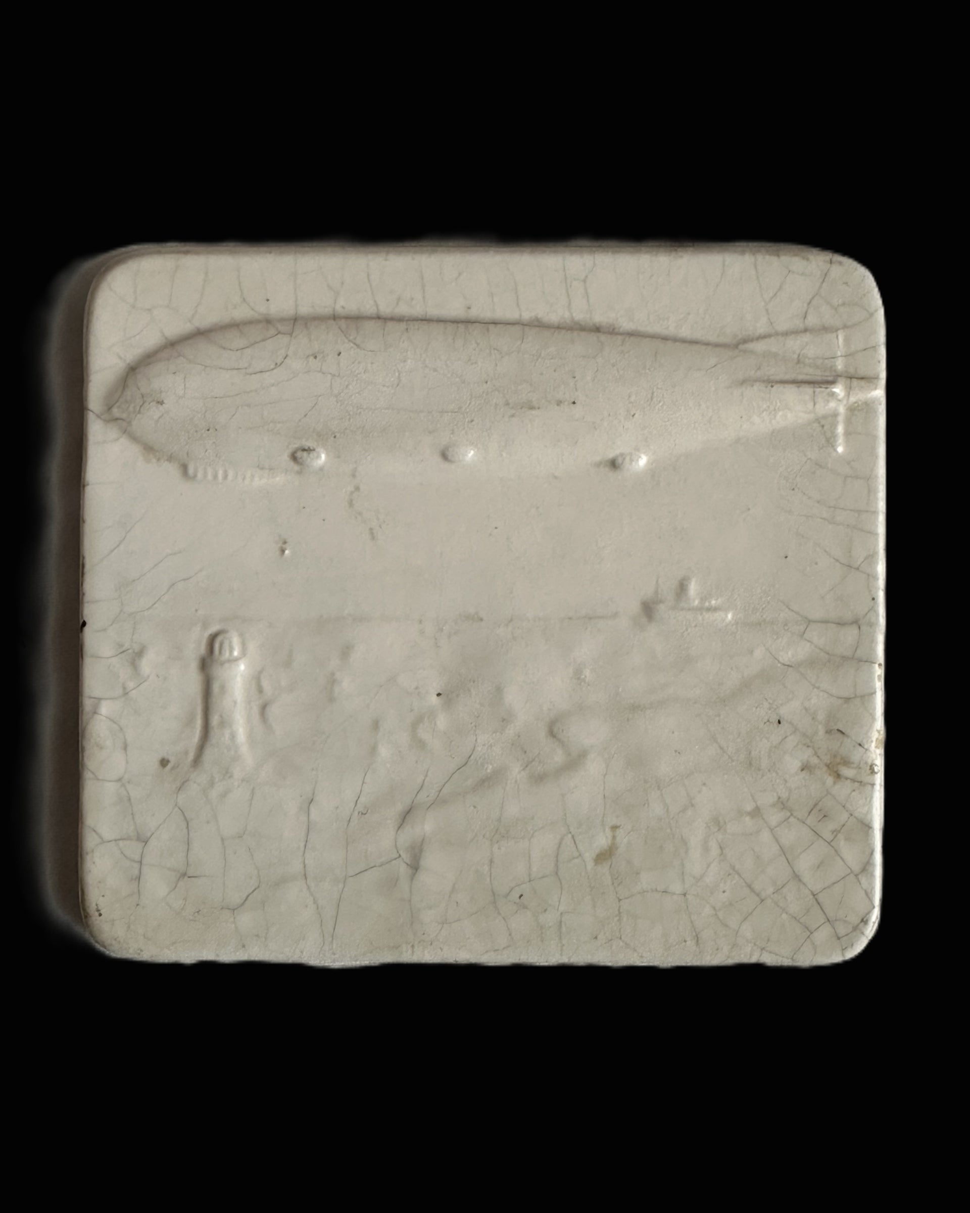 German Zeppelin Relief Ceramic Plaque by Plastol, Early 20th Century
