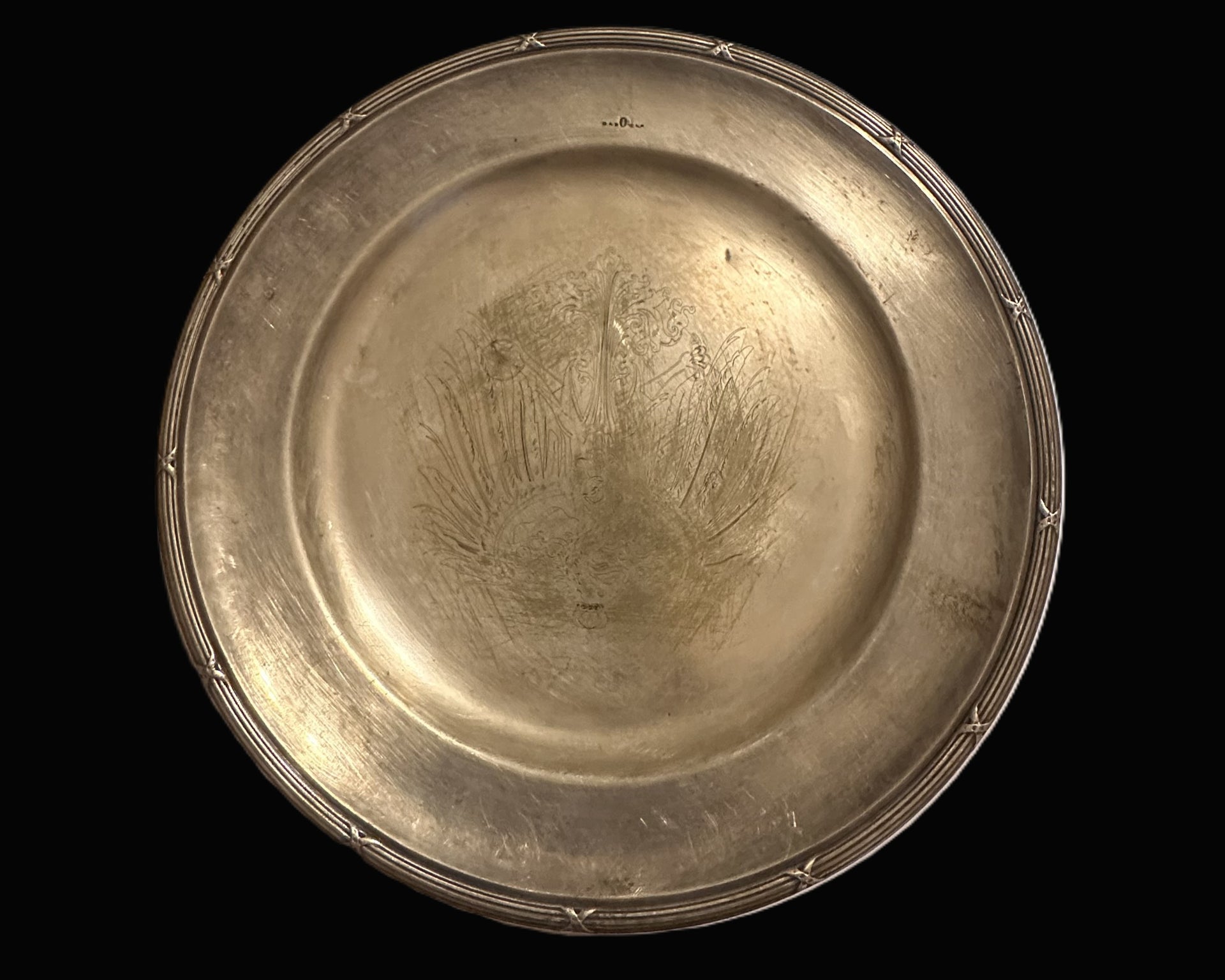 GAB Stockholm Plate With Engraved Imperial German Eagle Motif, c. 1930s–1950s