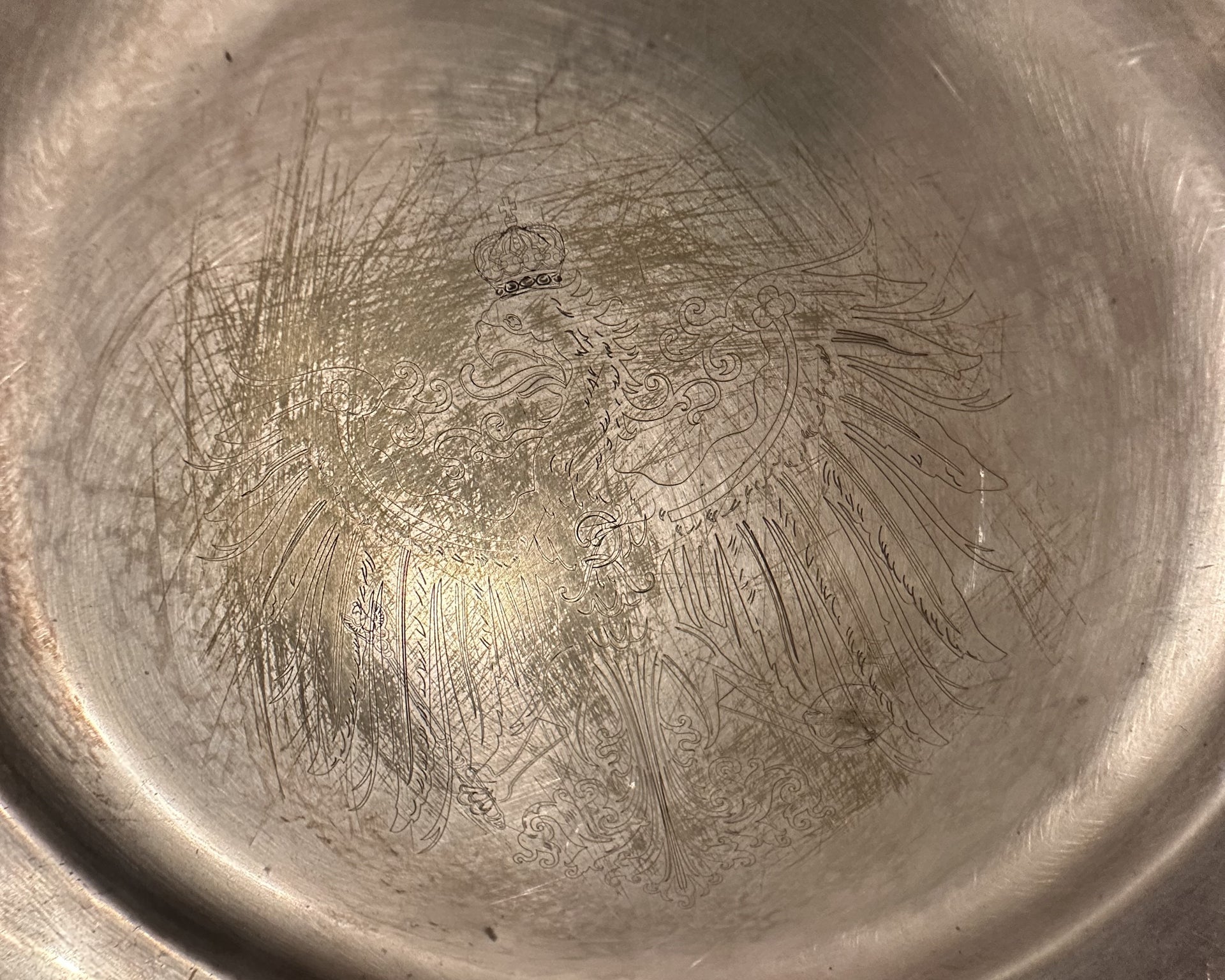 GAB Stockholm Plate With Engraved Imperial German Eagle Motif, c. 1930s–1950s