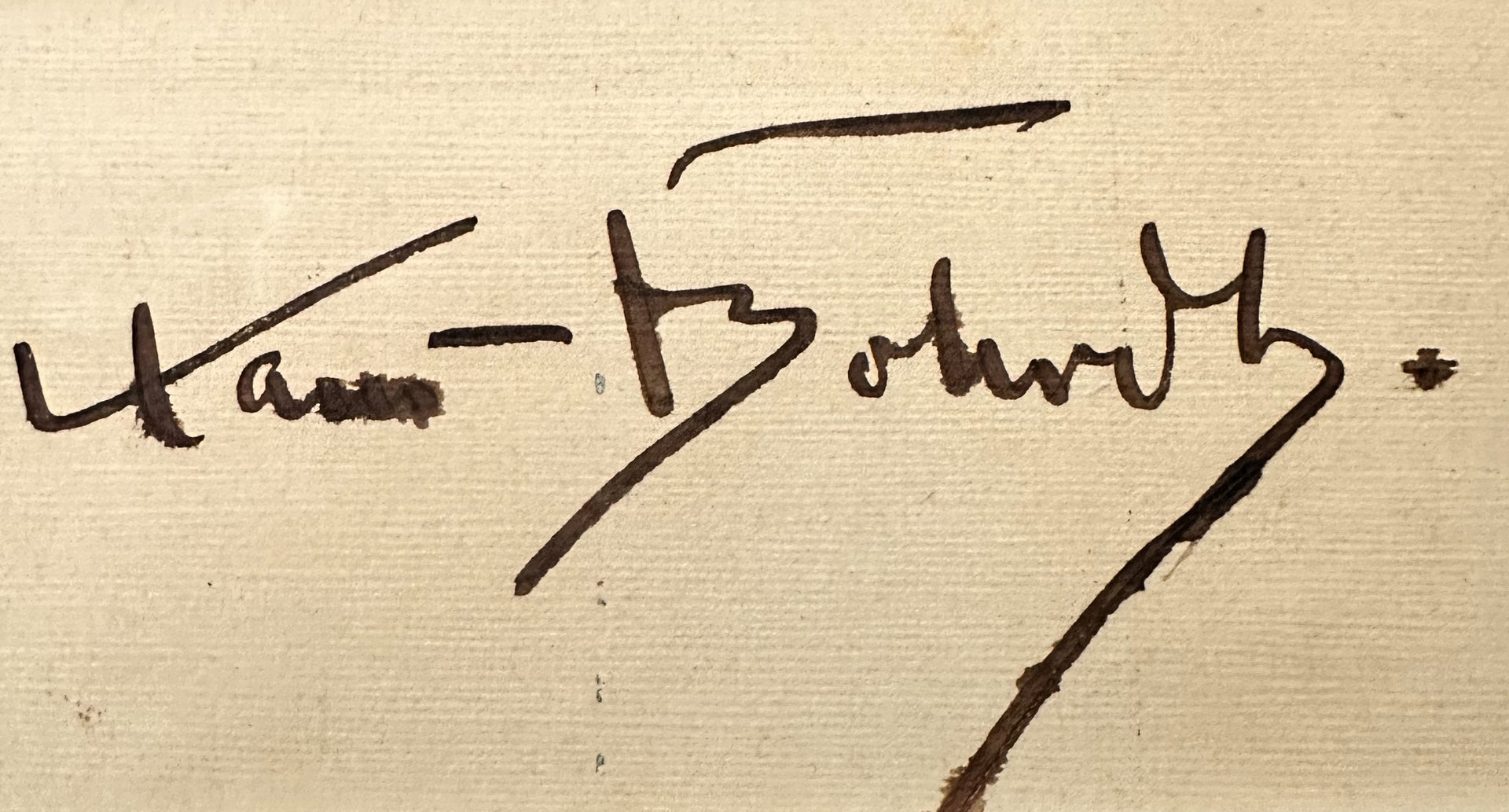 Photograph -  autograph of noted German naval artist Hans Bohrdt