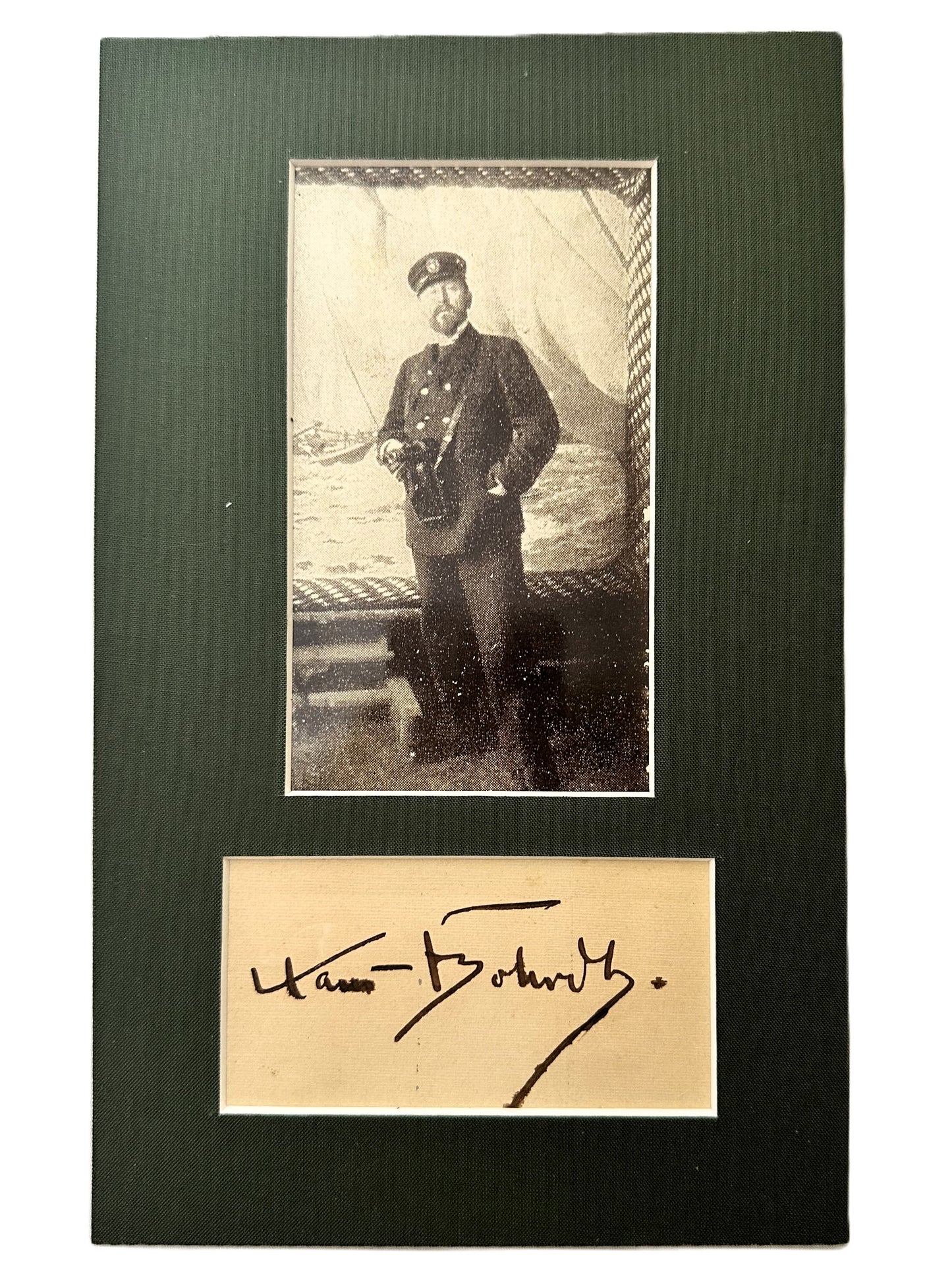 Photograph -  autograph of noted German naval artist Hans Bohrdt