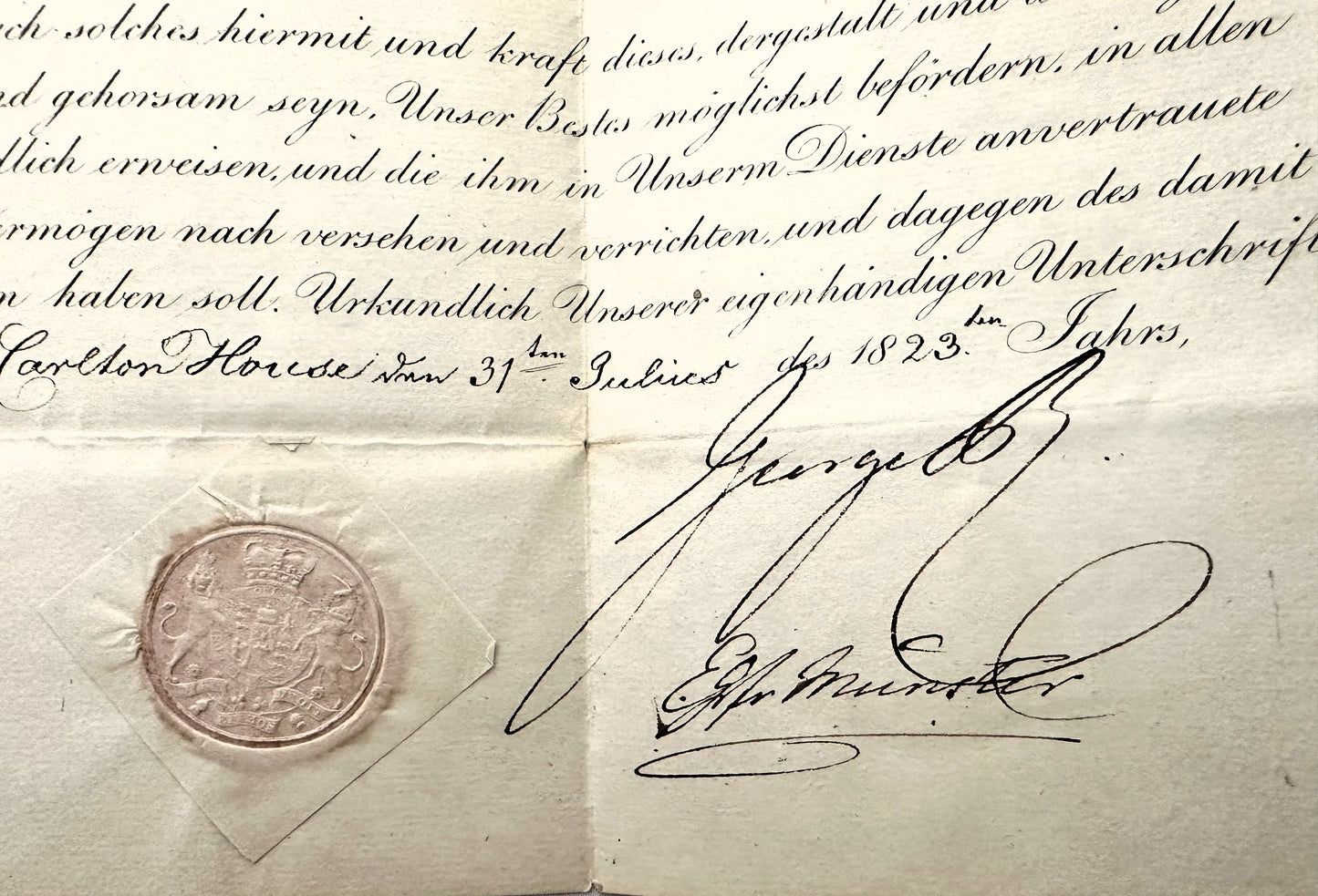 Hanoverian Officer Promotion Patent – Signed by King George IV