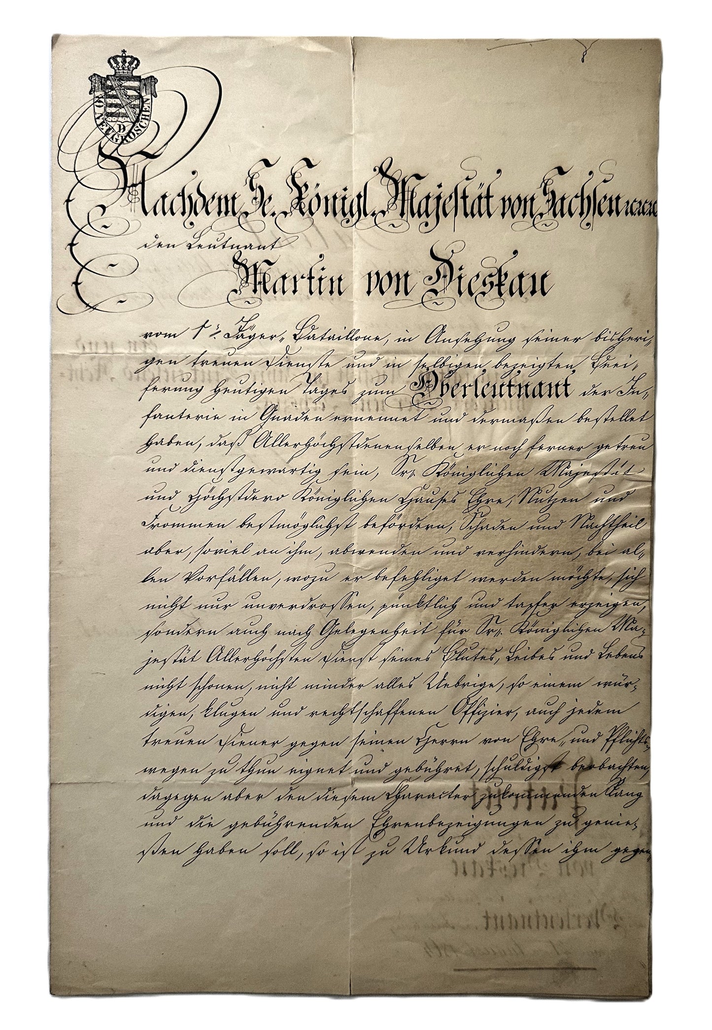 Officer’s Patent Signed by König Johann – Saxony