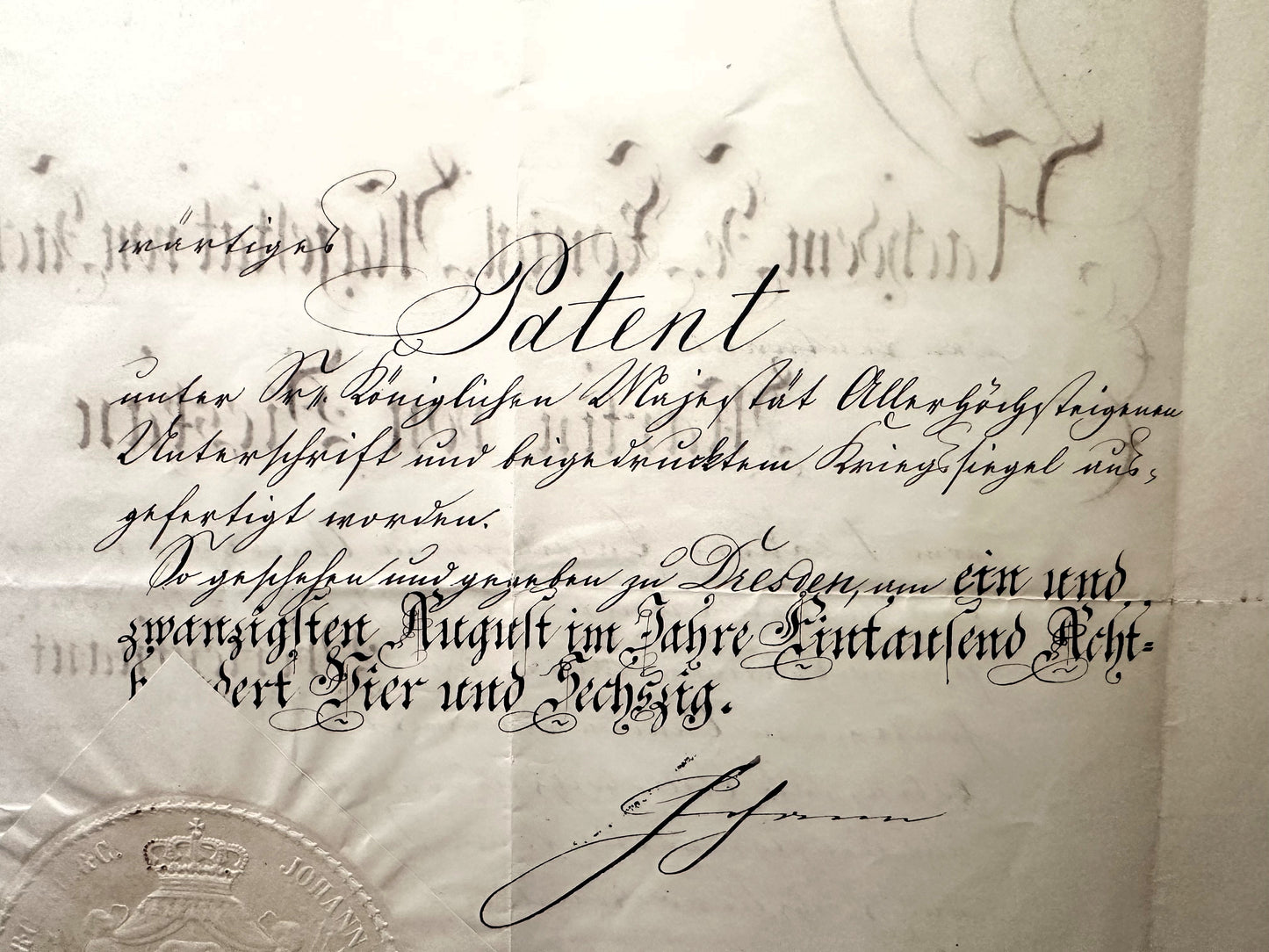 Officer’s Patent Signed by König Johann – Saxony