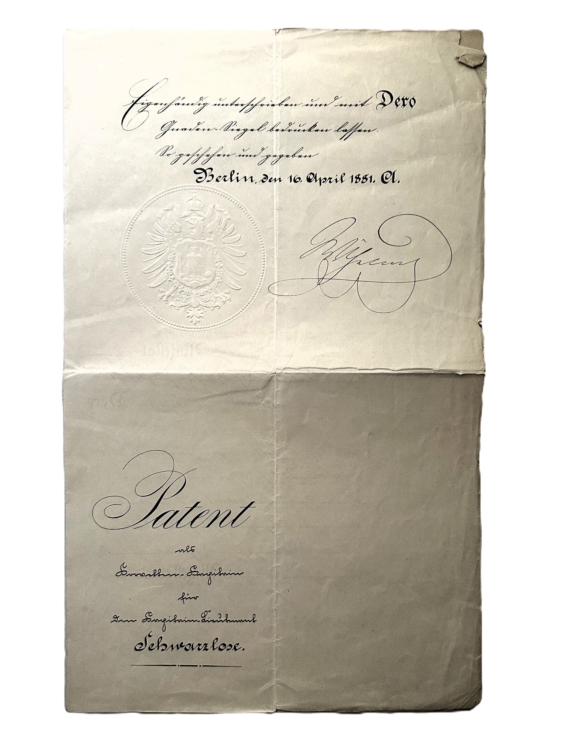 Germany – Naval Engineer’s Promotion Signed by Kaiser Wilhelm I (1878)