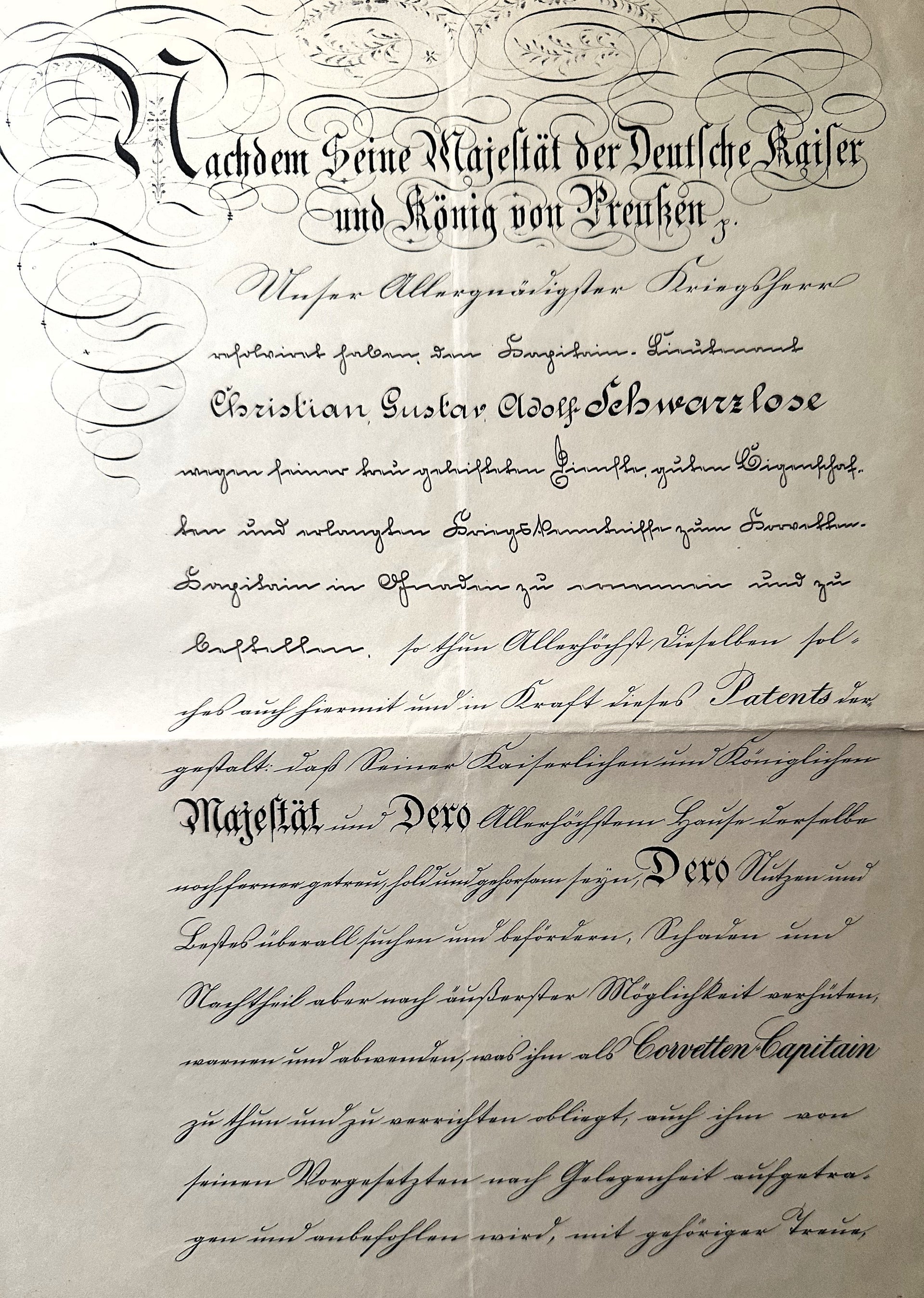 Germany – Naval Engineer’s Promotion Signed by Kaiser Wilhelm I (1878)