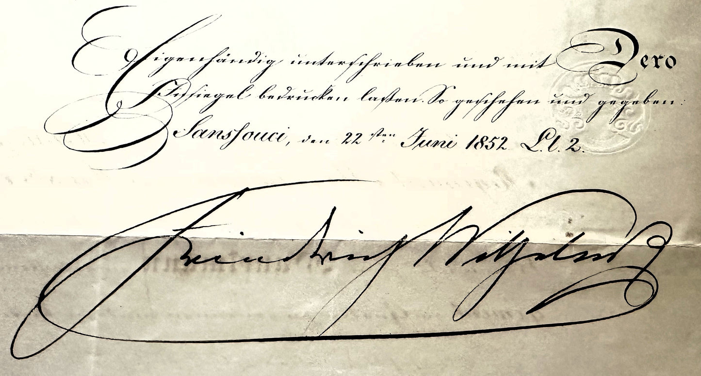 Prussia – Patent – Hauptman Promotion – Signed by Prussia’s König Friedrich Wilhelm IV