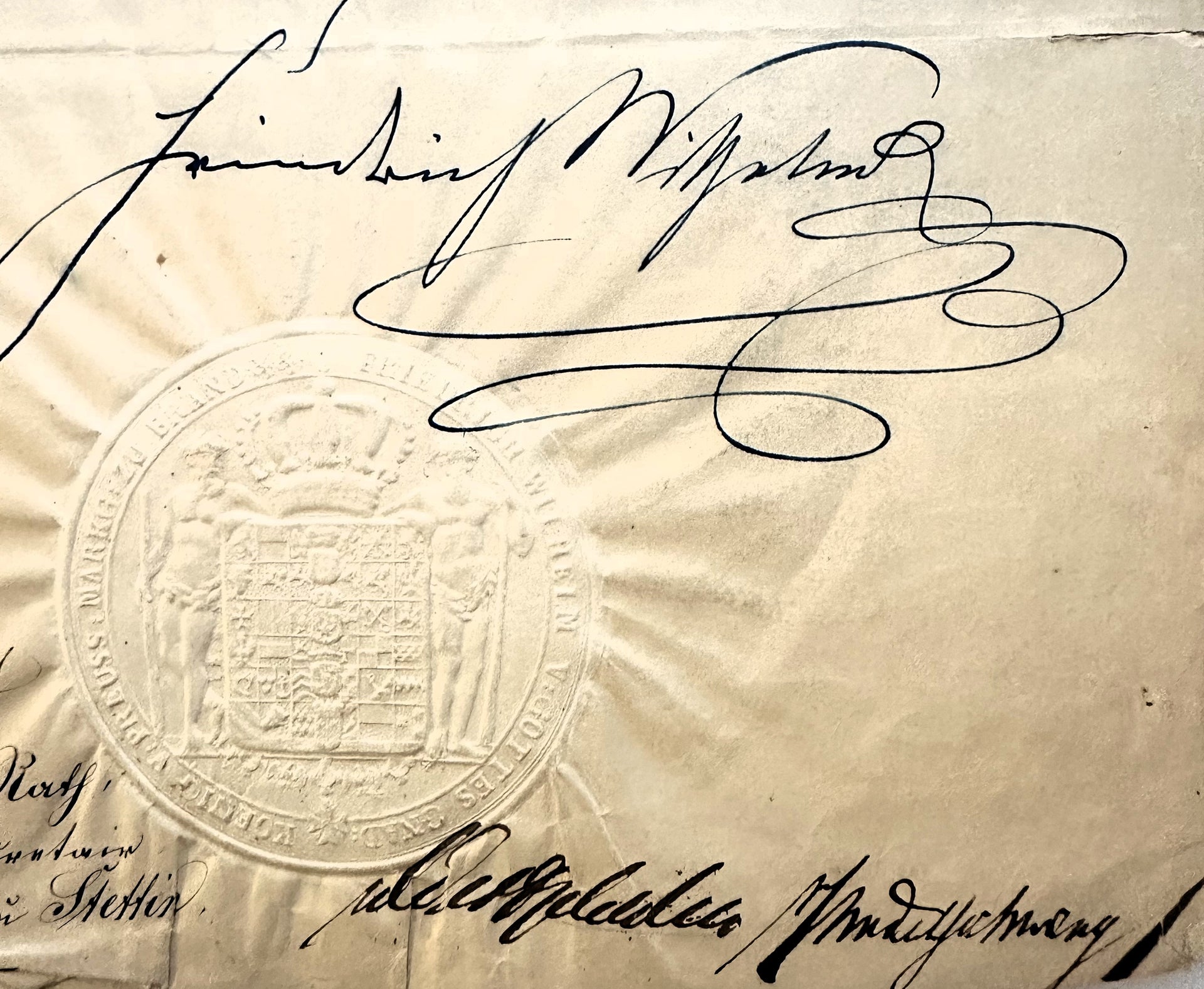 Prussia – Civil Service Appointment Signed by König Friedrich Wilhelm IV