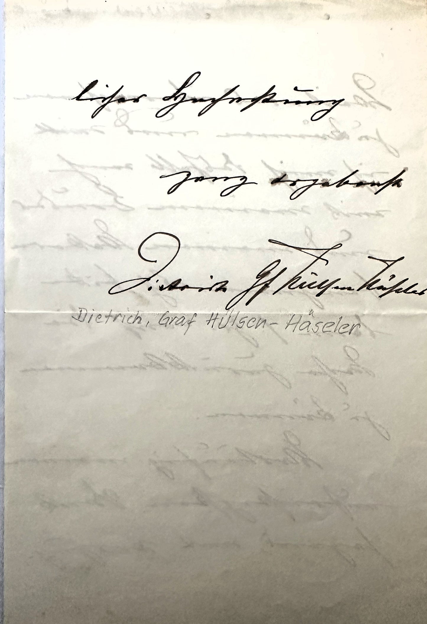 Autographed Letter from Count Dietrich von Hülsen-Haeseler