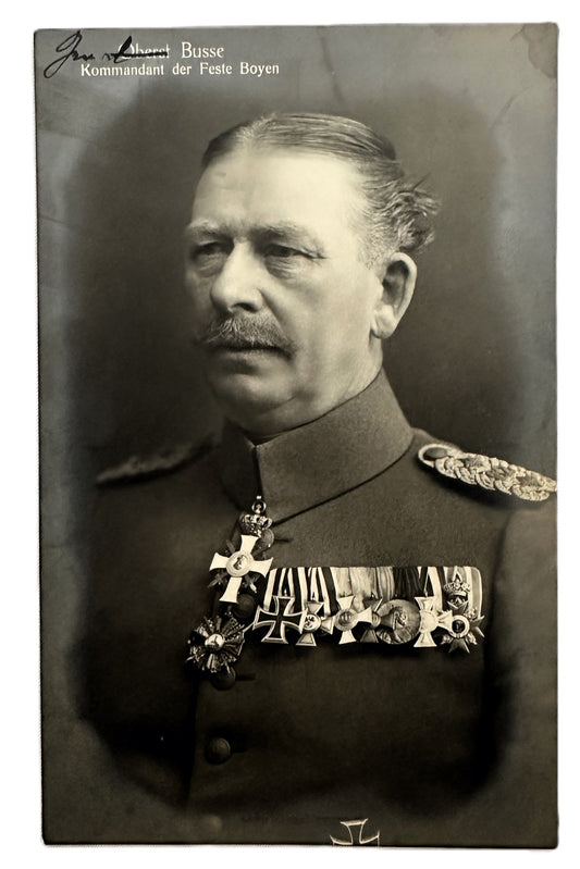 Autographed Postcard of Oberst Busse - Kommandant of Feste Boyen
