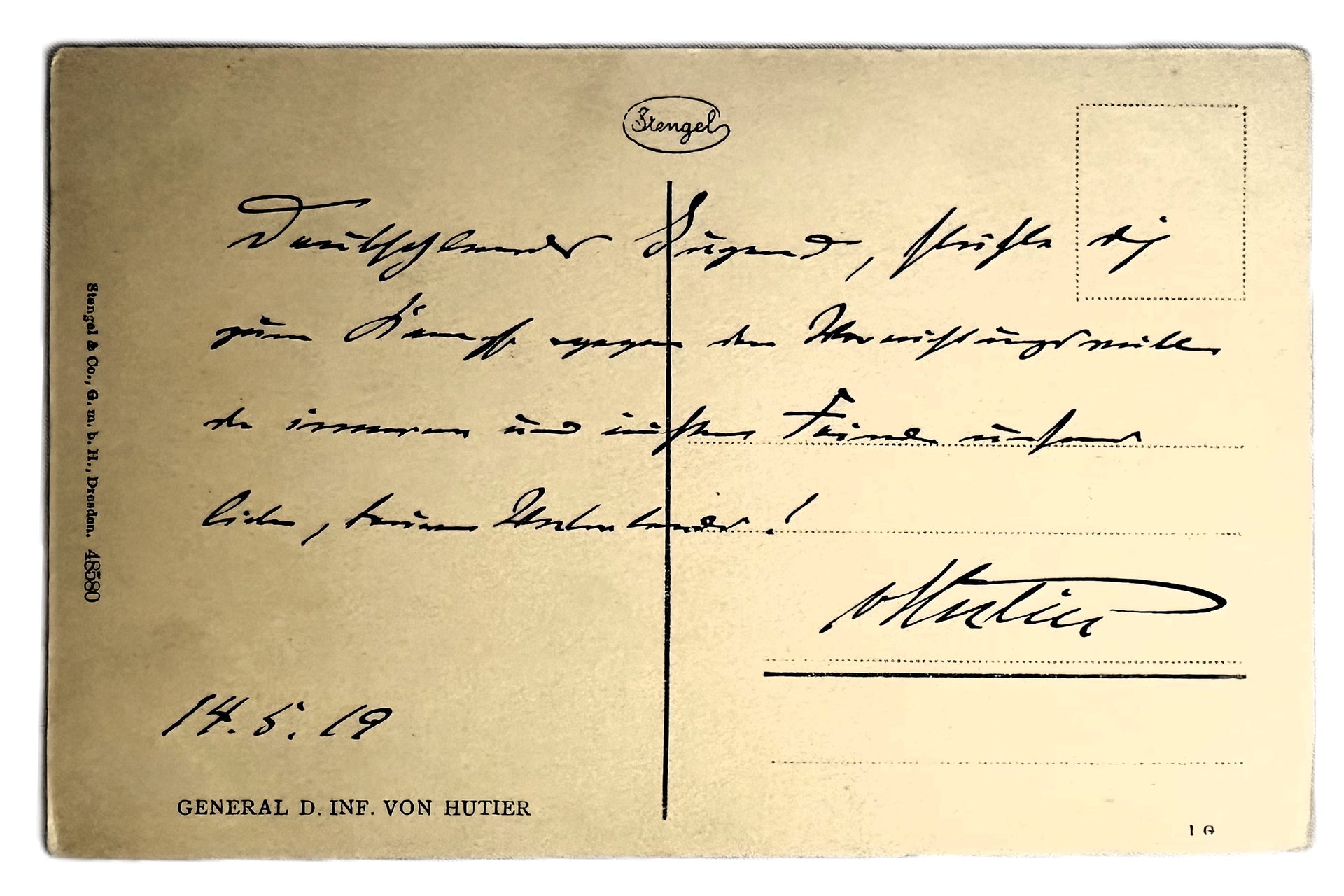 Autographed Postcard of General der Infanterie Oskar von Hutier