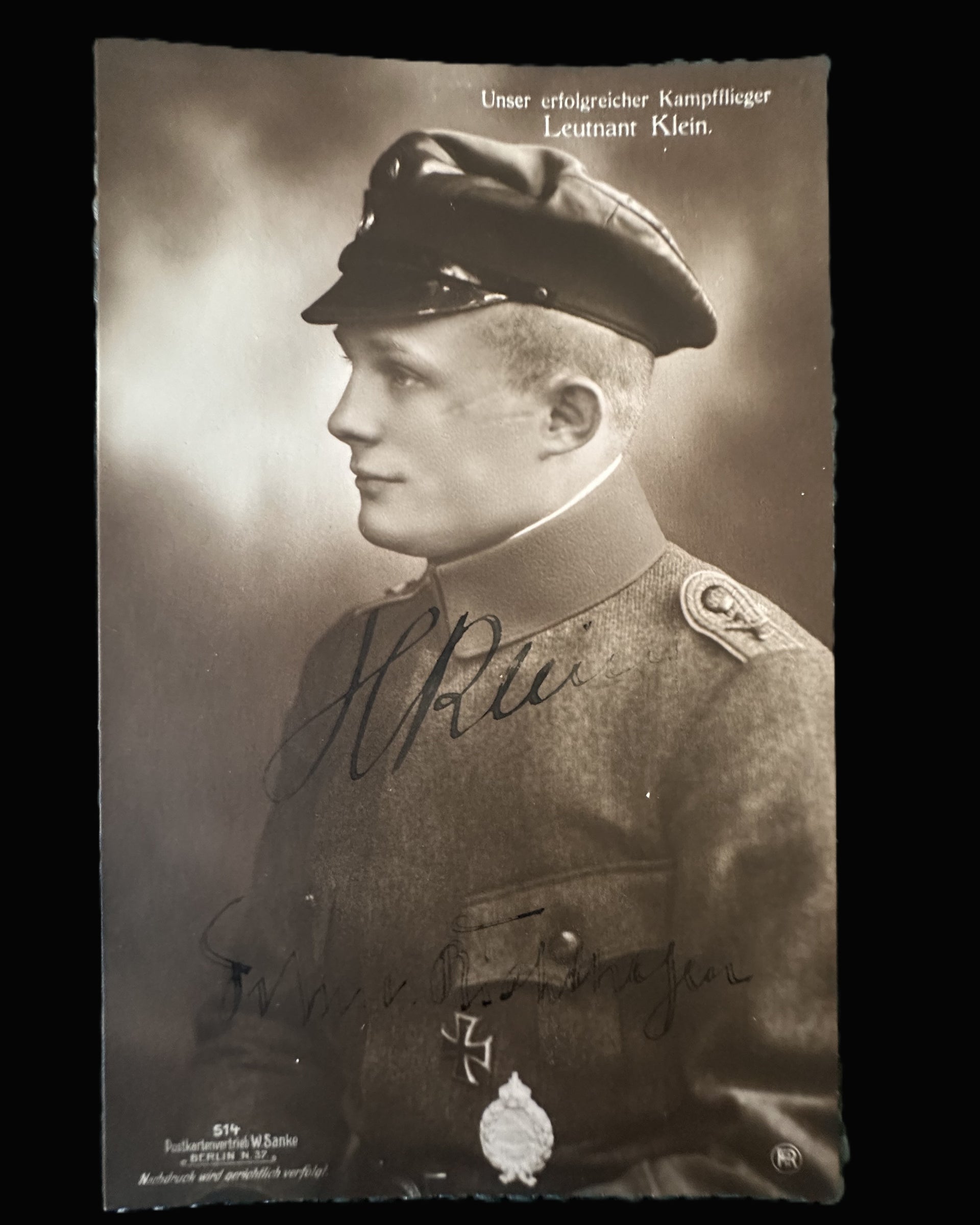 WWI Sanke Card No. 514 – Leutnant Klein, German Aviator – Autographed