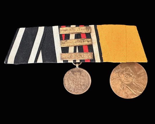 Imperial German Two-Medal Ribbon Bar with Battle Clasps