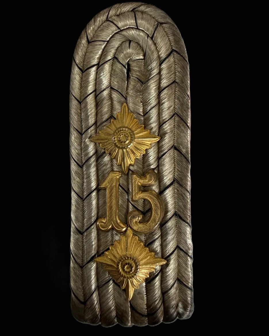 Imperial German Dragoon Regiment 15 Rittmeister Numeral Shoulder Board Silver