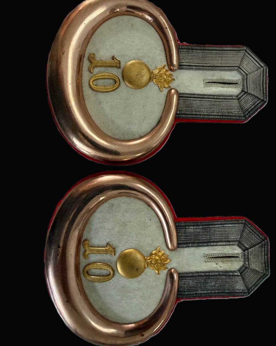 Imperial German Prussia Field Artillery FAR 10 Officer Epaulette Pair Leutnant