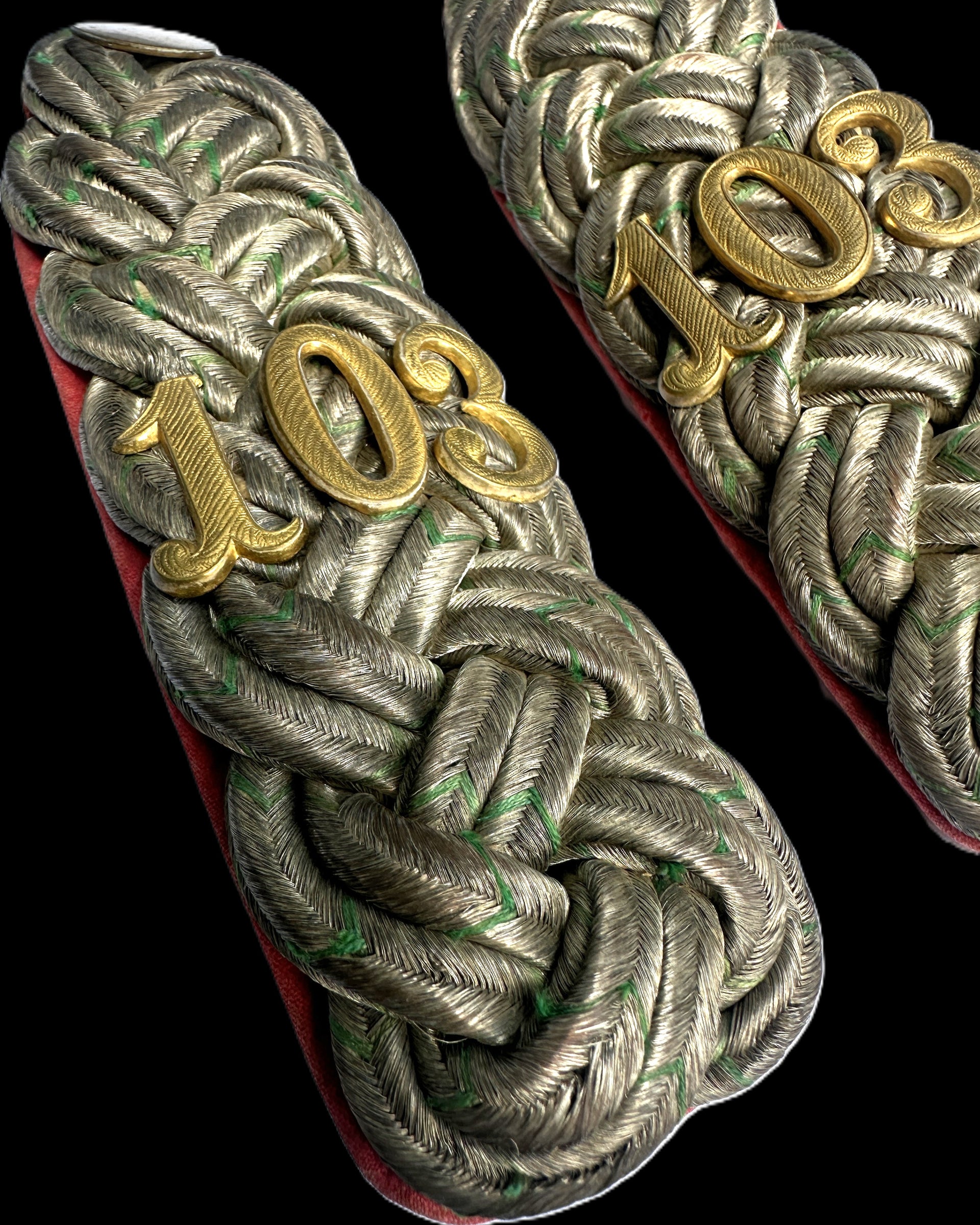 Saxon Major Shoulder Boards Pair Infantry Regiment 103 Grand Duke of Baden Original
