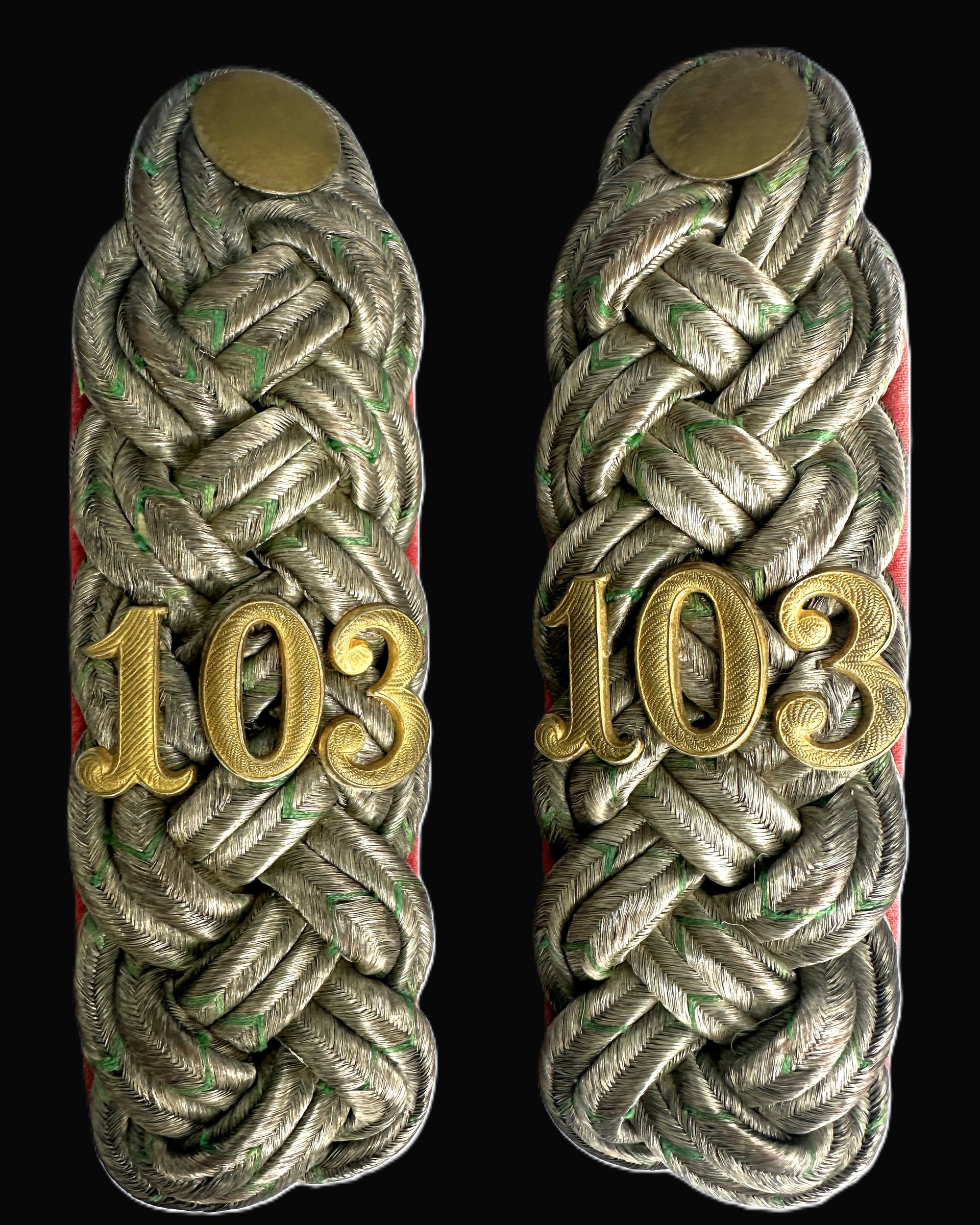 Saxon Major Shoulder Boards Pair Infantry Regiment 103 Grand Duke of Baden Original