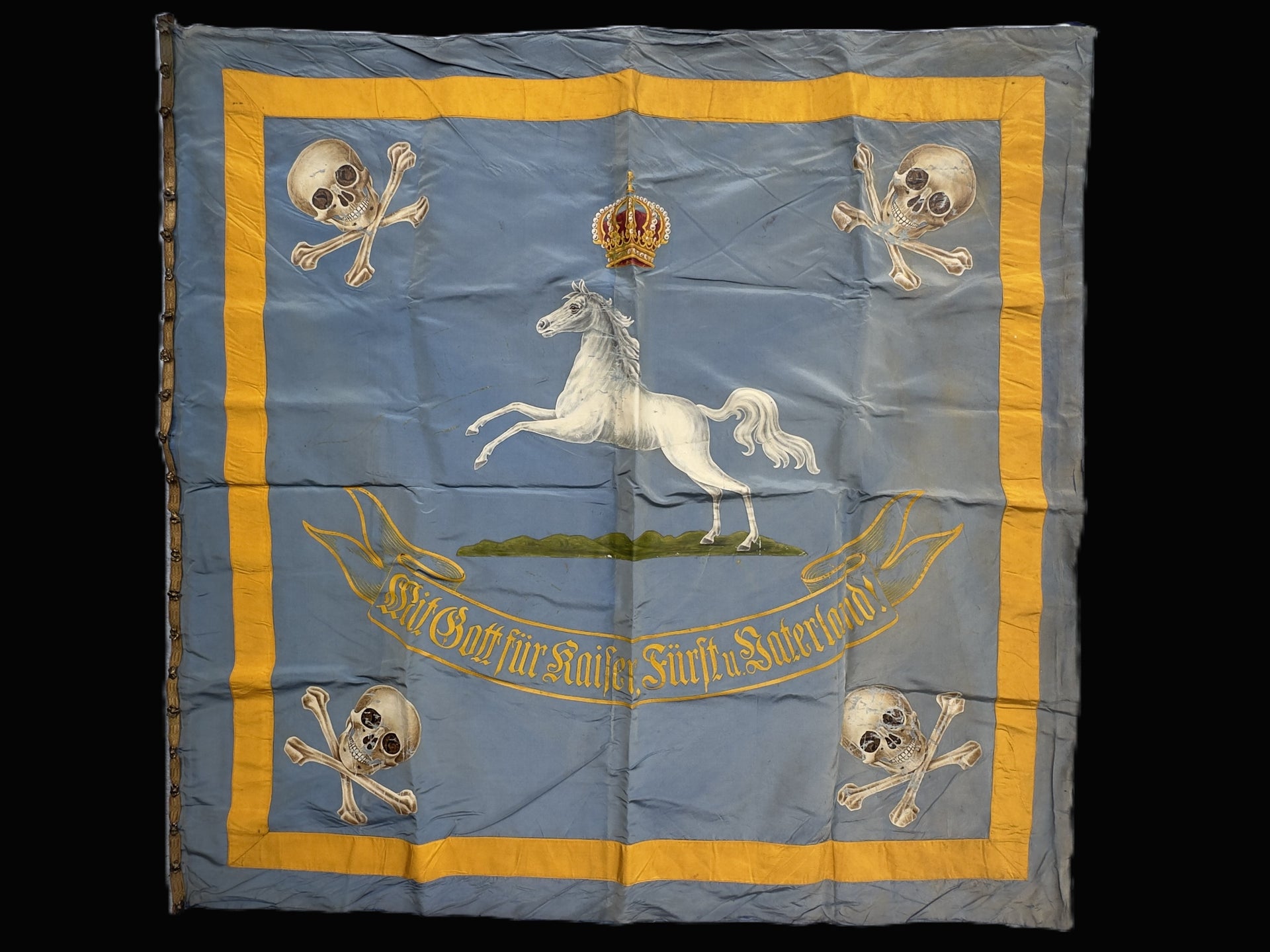 Imperial German Brunswick Landwehr Regimental Standard White Horse Silk Flag