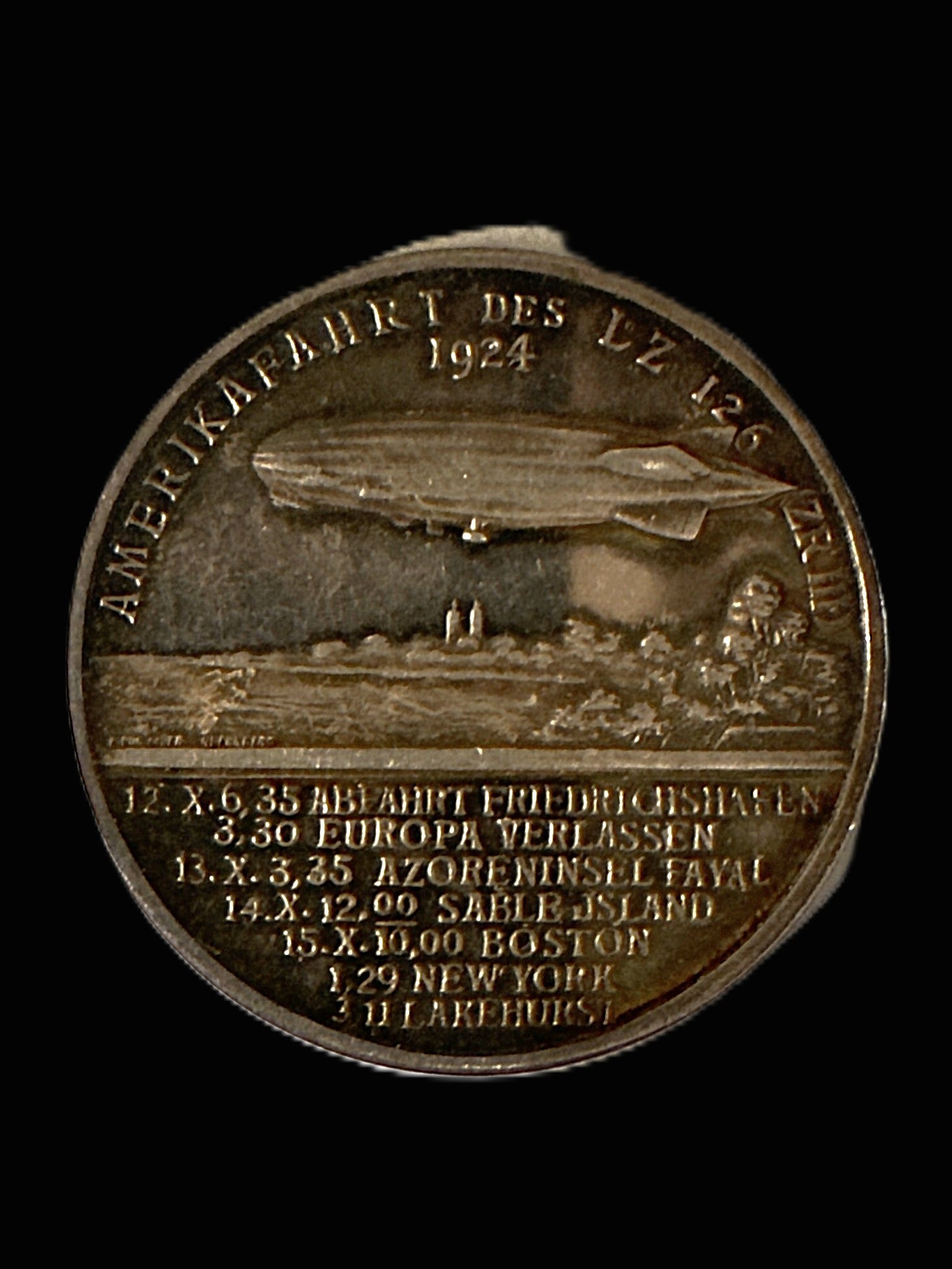 Zeppelin LZ 126 Amerikafahrt 1924 Commemorative Medal Dr Hugo Eckener ZR III