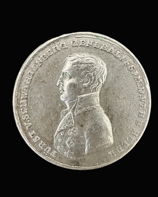 1813 Battle of Leipzig Commemorative Jetton Featuring Prince Schwarzenberg