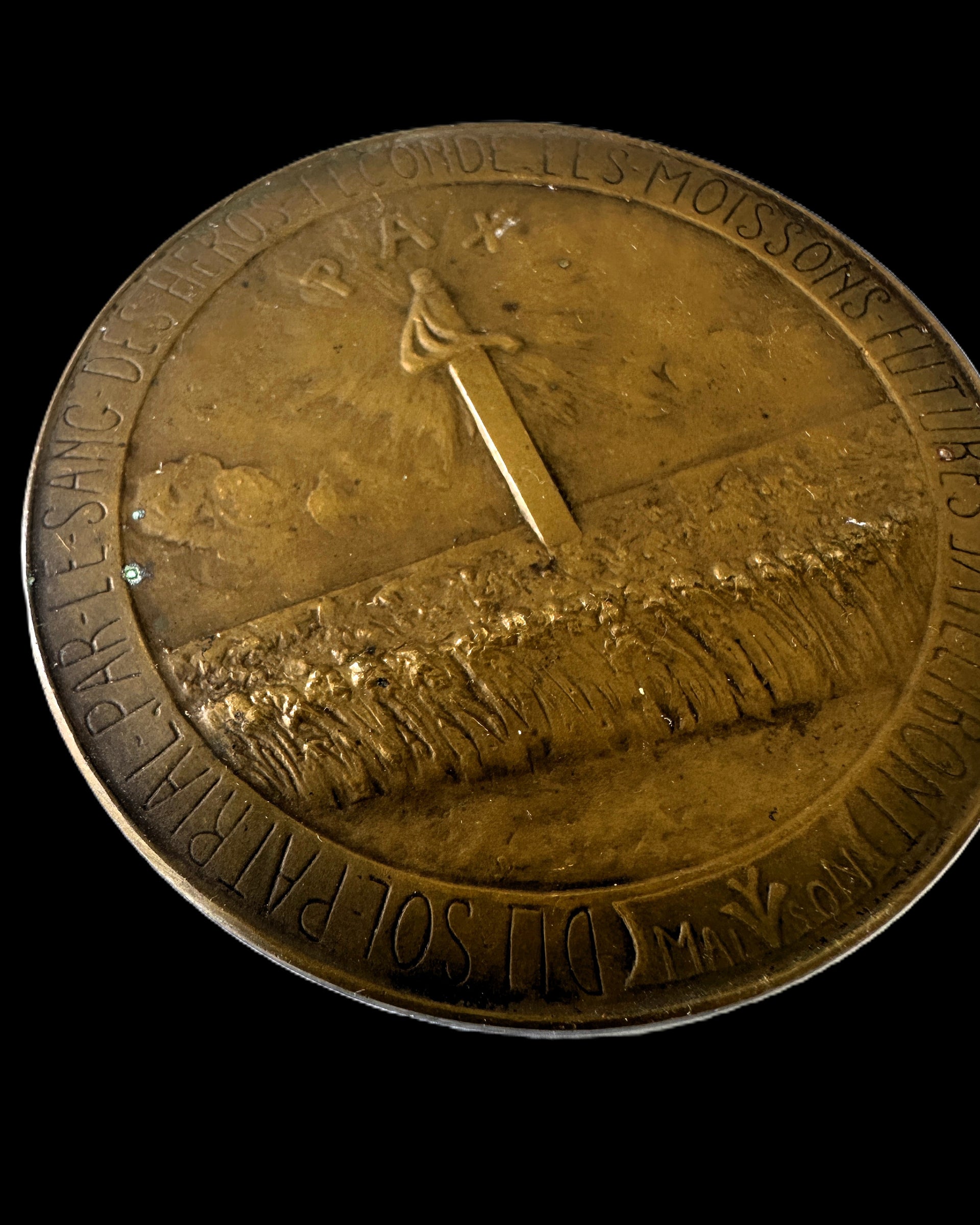Belgian WWI Yvonne Vieslet Commemorative Bronze Medal Marchienne-au-Pont 1918