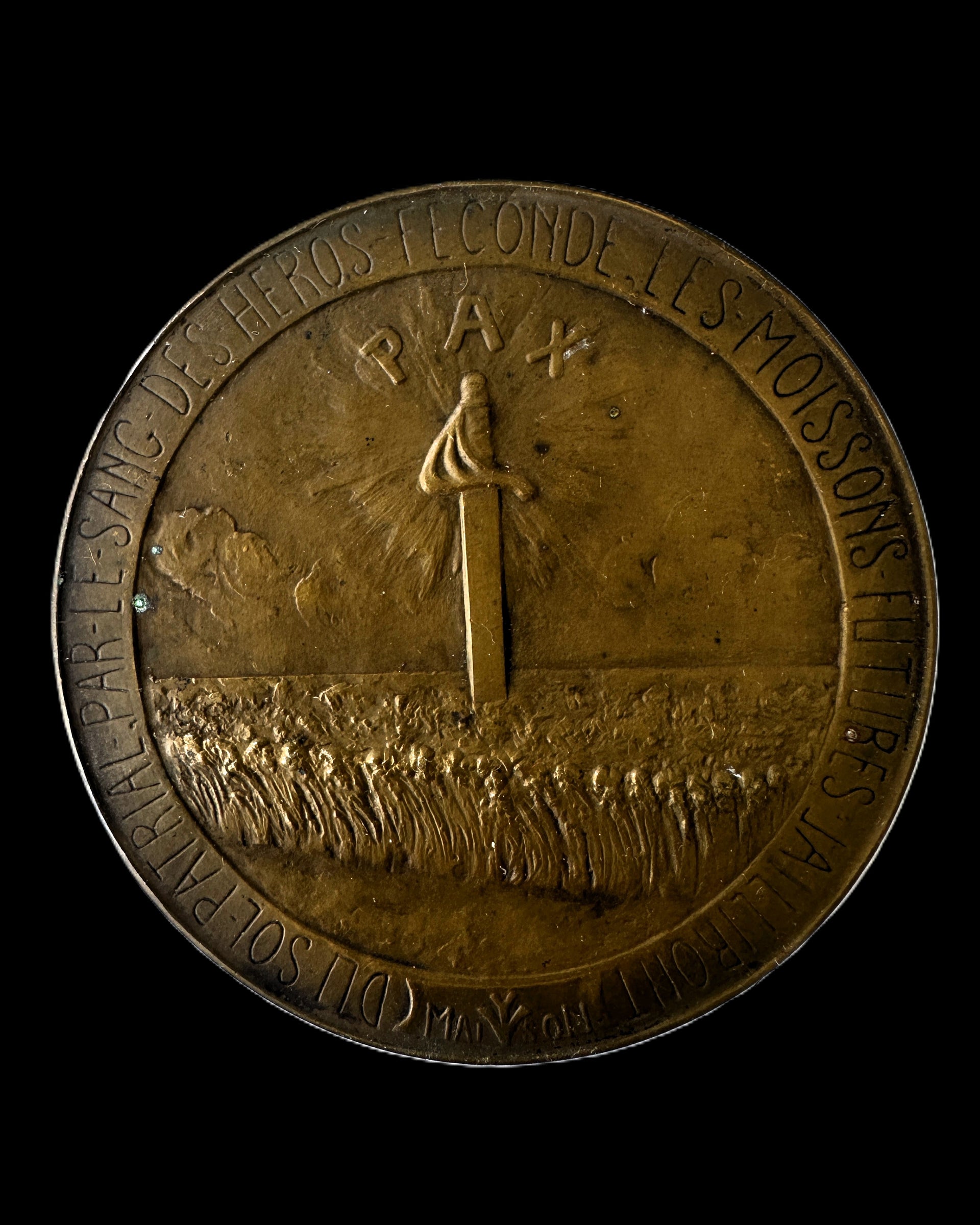Belgian WWI Yvonne Vieslet Commemorative Bronze Medal Marchienne-au-Pont 1918