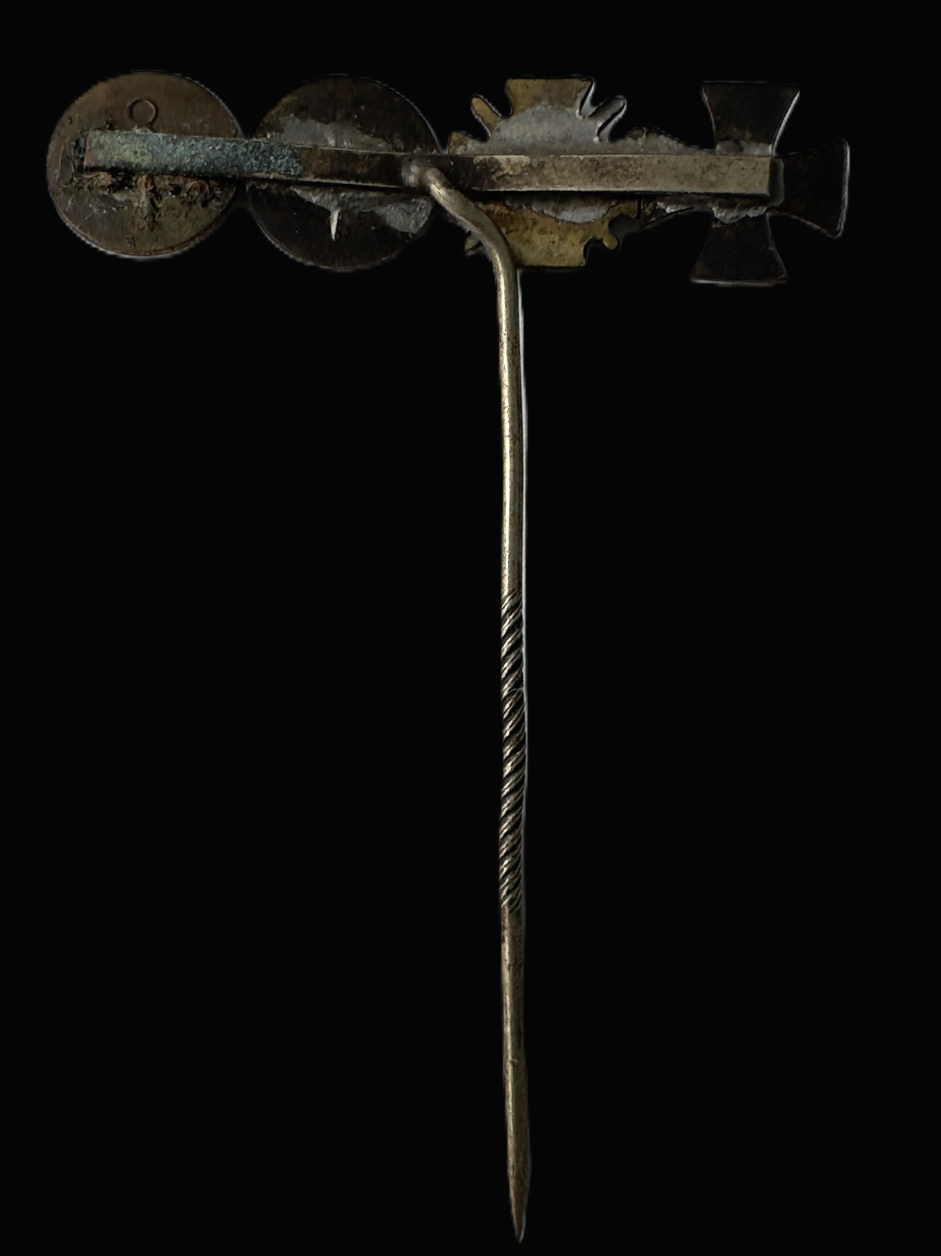 German WWI Iron Cross and Central Powers Four-Award Stickpin