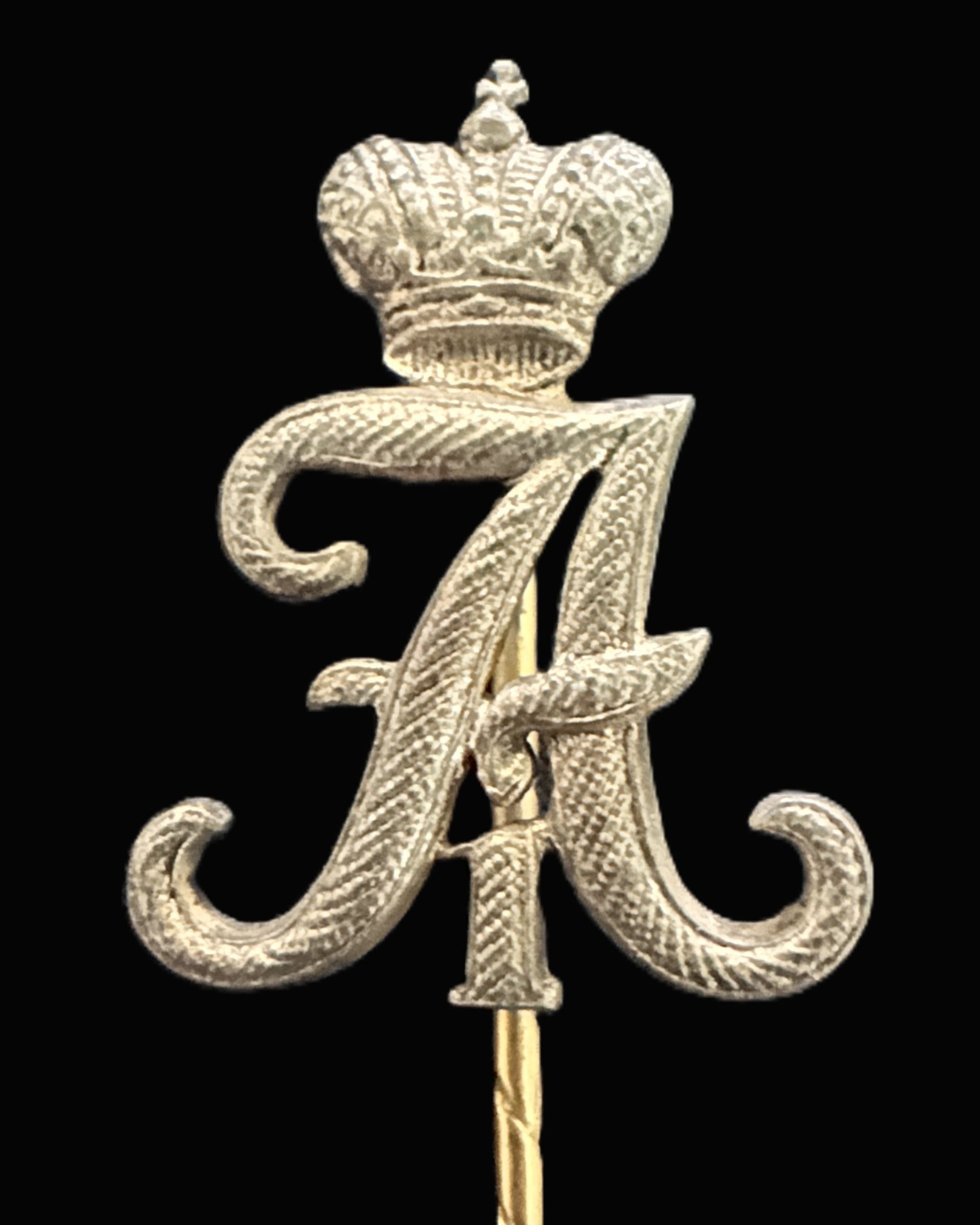 Prussian Royal Cypher Stickpin for Empress Augusta, Consort of Kaiser Wilhelm I