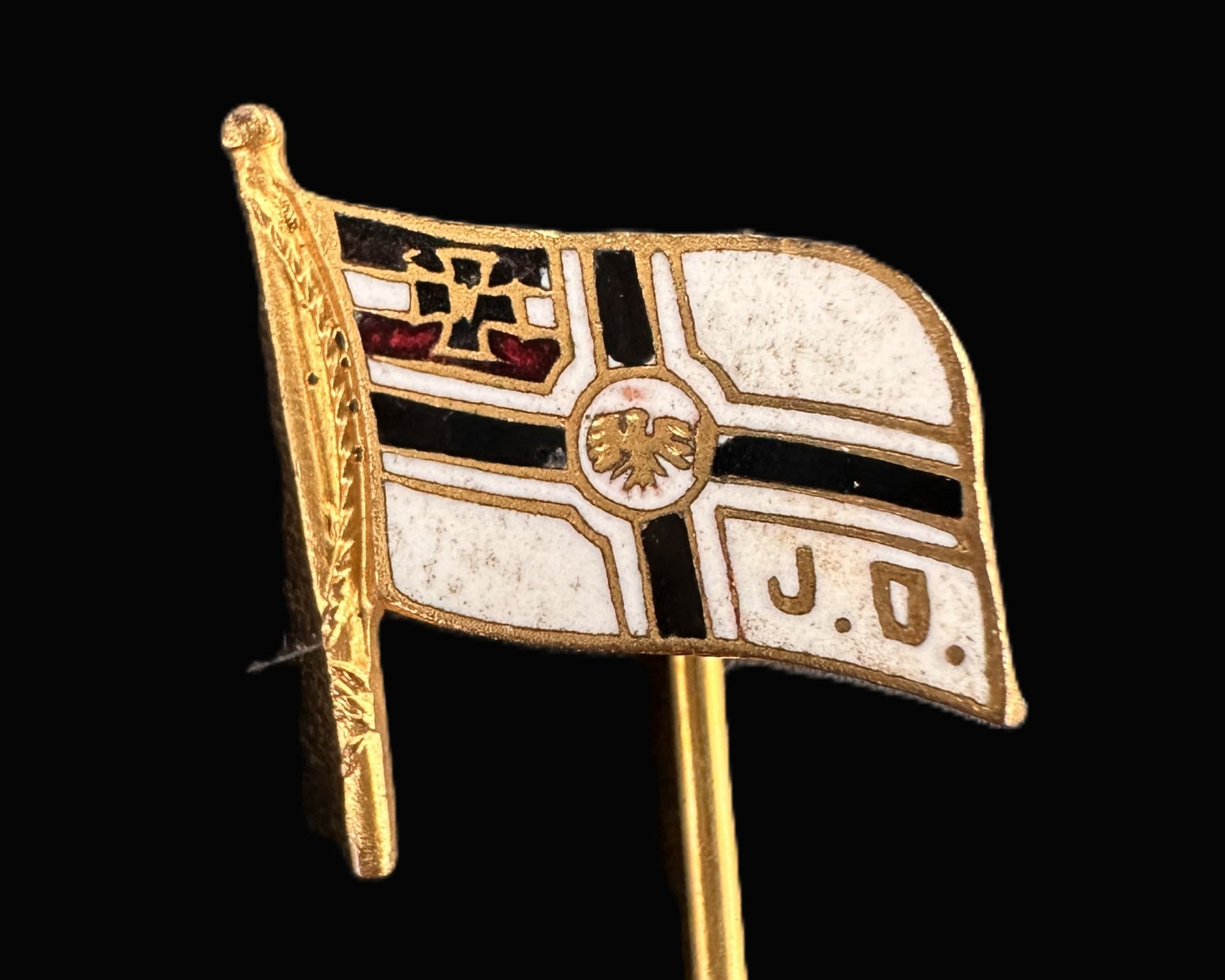 Imperial German Navy Enamel Flag Stickpin by Deschler & Sohn, Munich