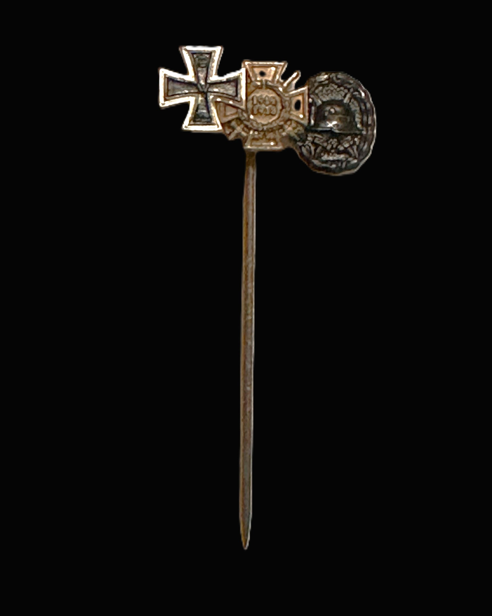 Miniature Trio Stickpin with EKII, Honor Cross 1914–18, and Wound Badge