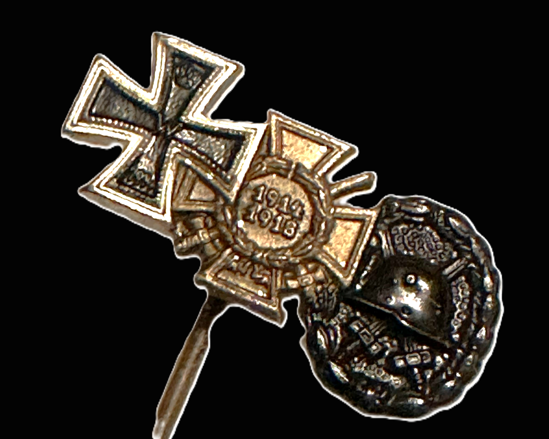 Miniature Trio Stickpin with EKII, Honor Cross 1914–18, and Wound Badge