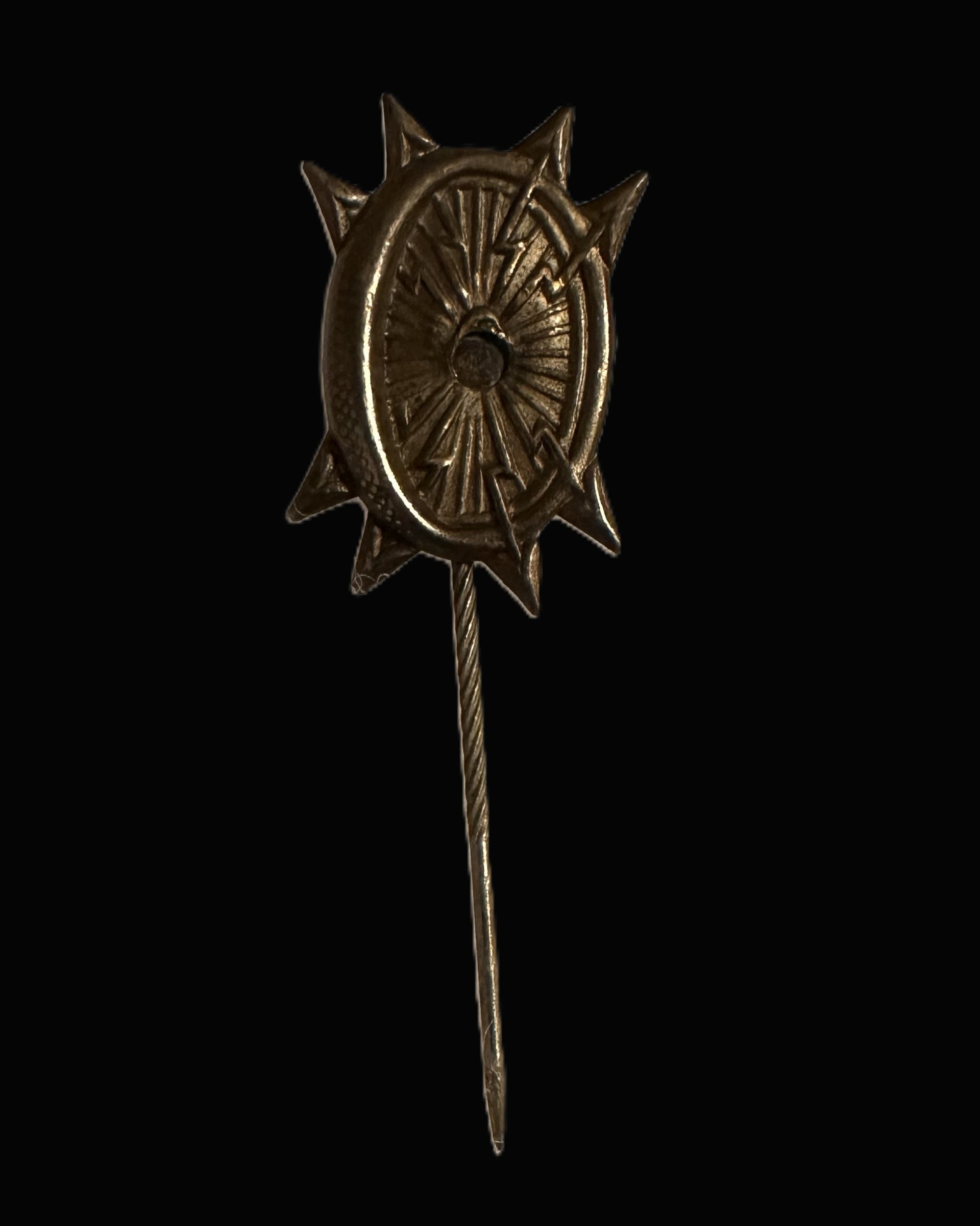German Pre-WWI Automobile Club Stickpin, Wheel And Lightning “Speed” Motif