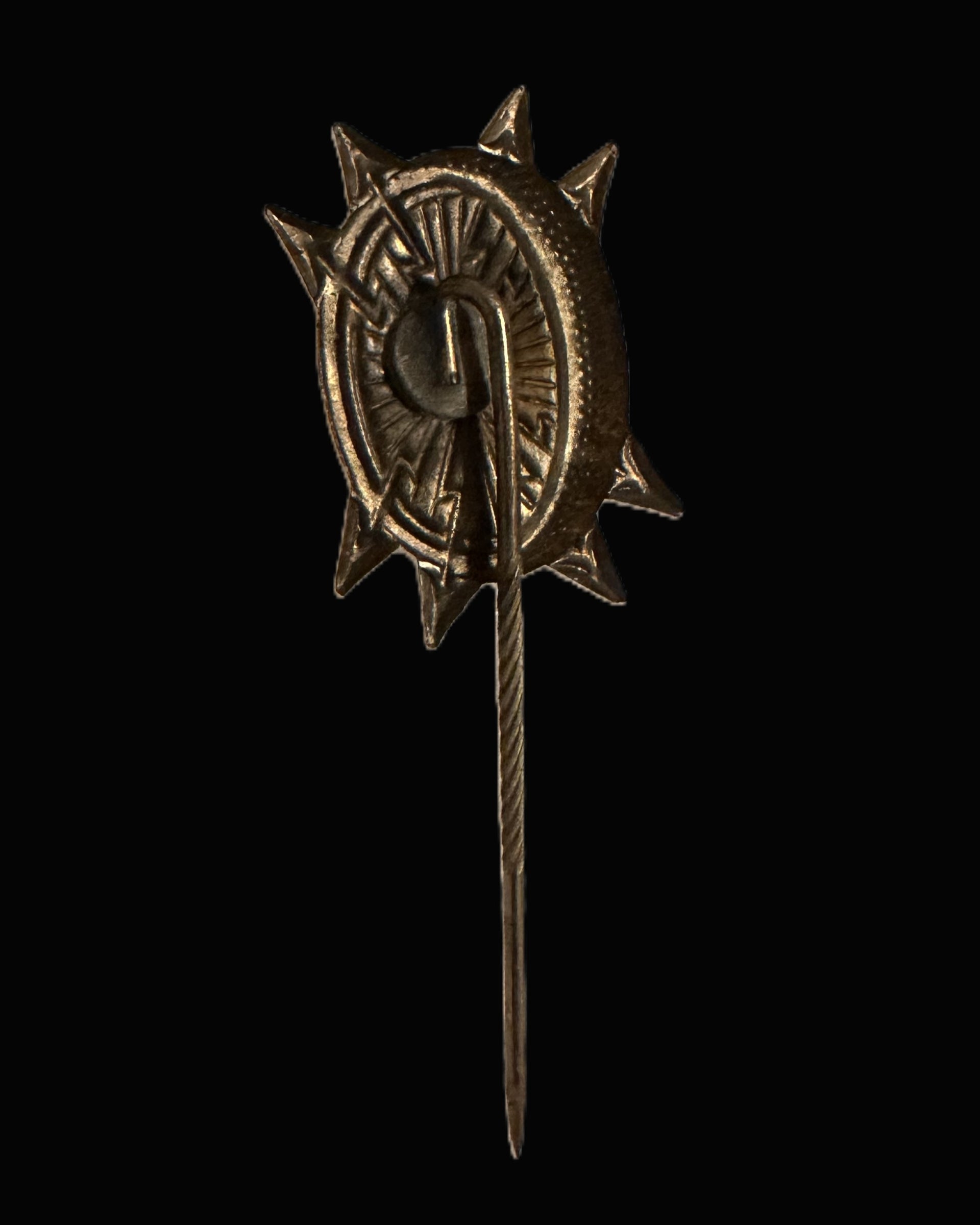German Pre-WWI Automobile Club Stickpin, Wheel And Lightning “Speed” Motif