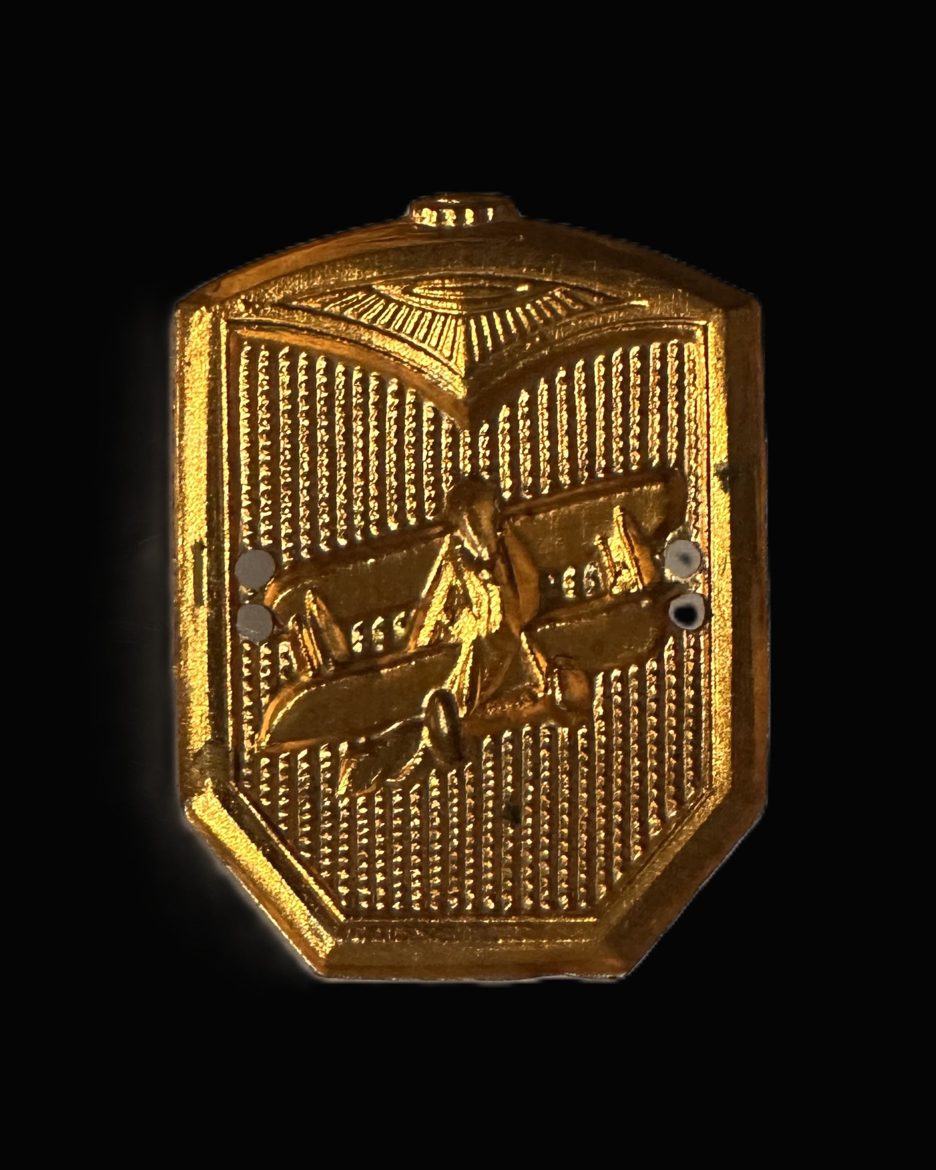 Pre-WWI German Aviation Club Enamel Badge With Gilt Airplane Motif