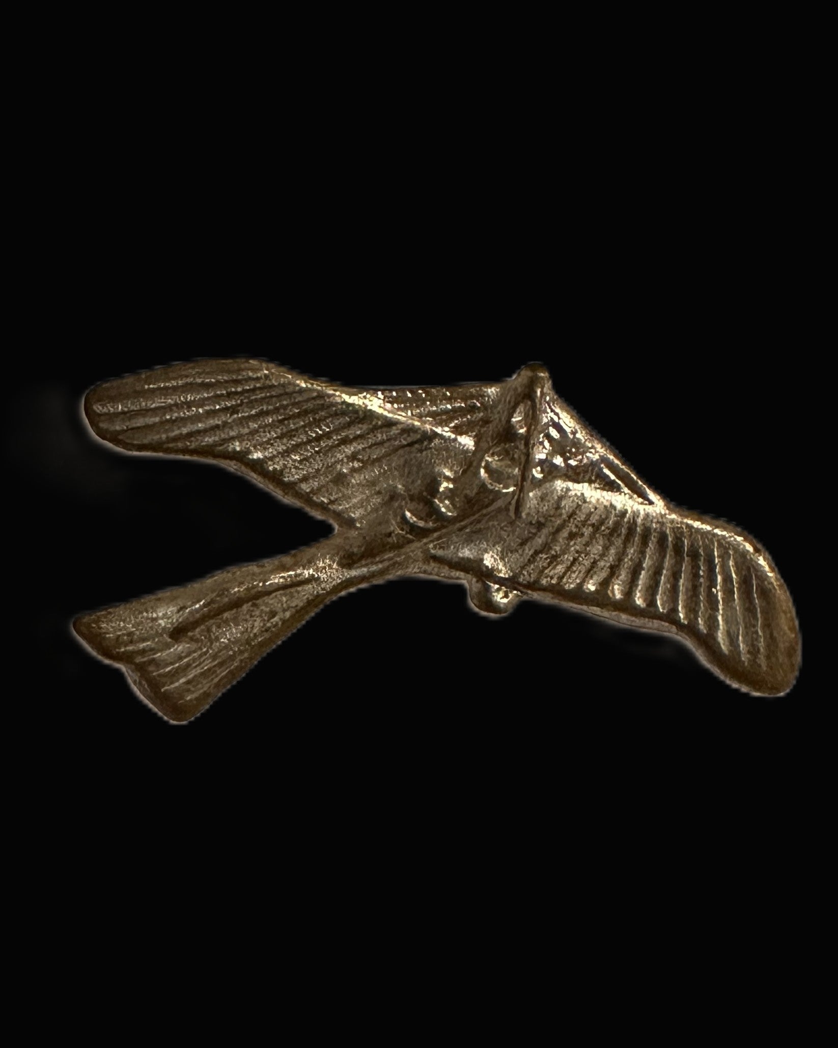 Winged Bird-in-Flight Metal Badge, Silver-Tone, Vintage Uniform/Cap Device