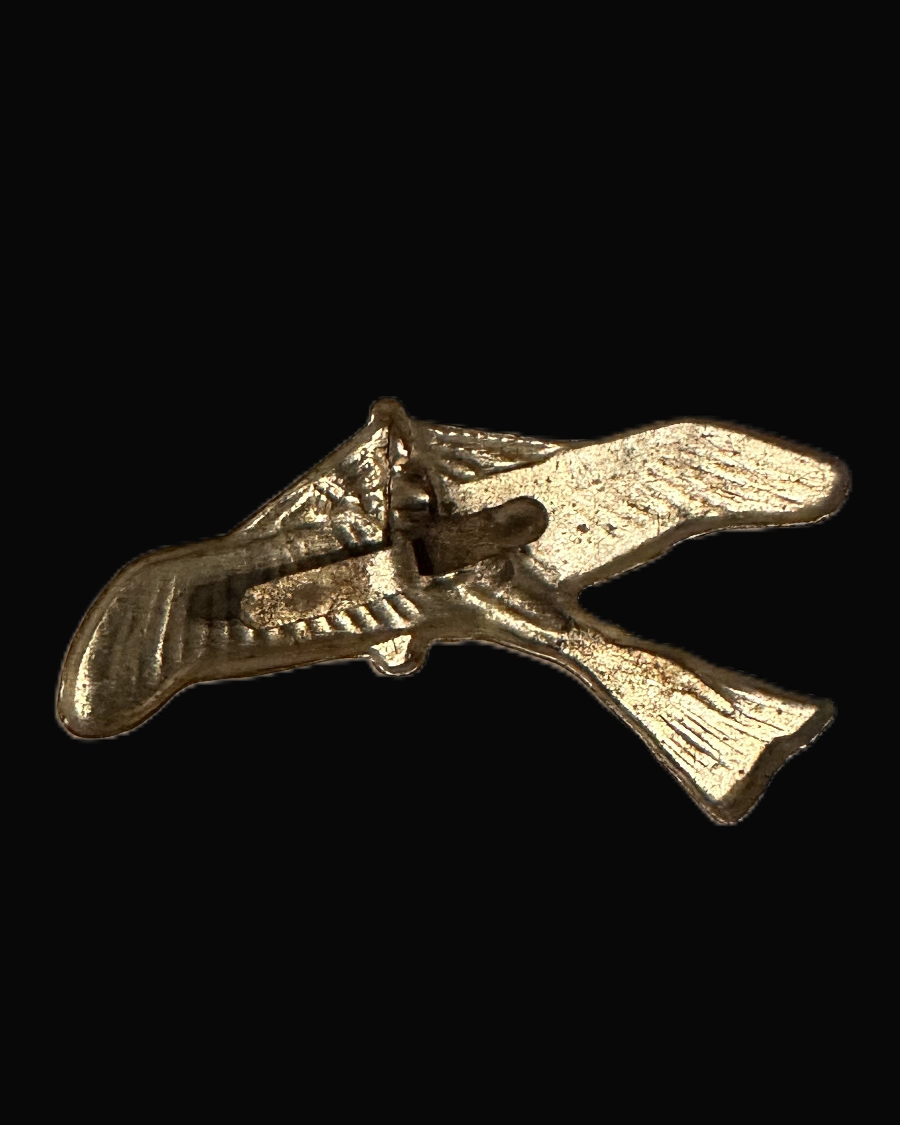 Winged Bird-in-Flight Metal Badge, Silver-Tone, Vintage Uniform/Cap Device
