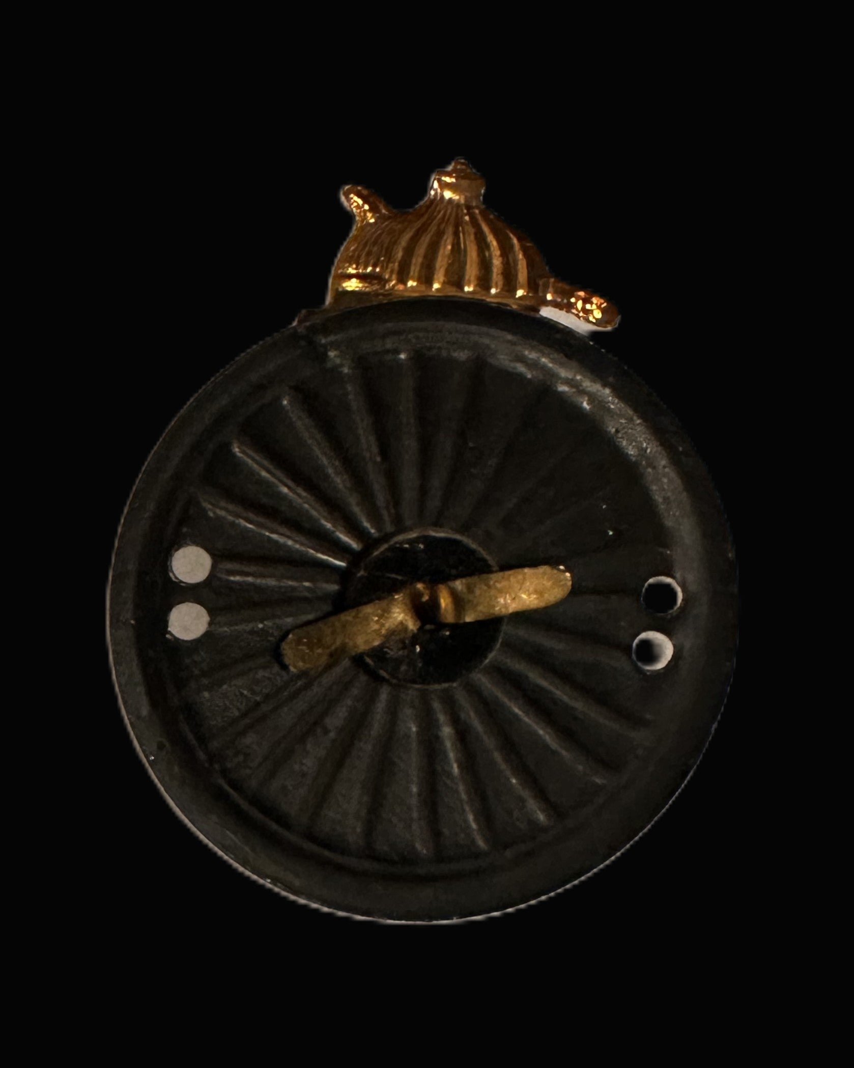 Imperial German Gilt Flaming Grenade Badge On Black Fluted Rosette