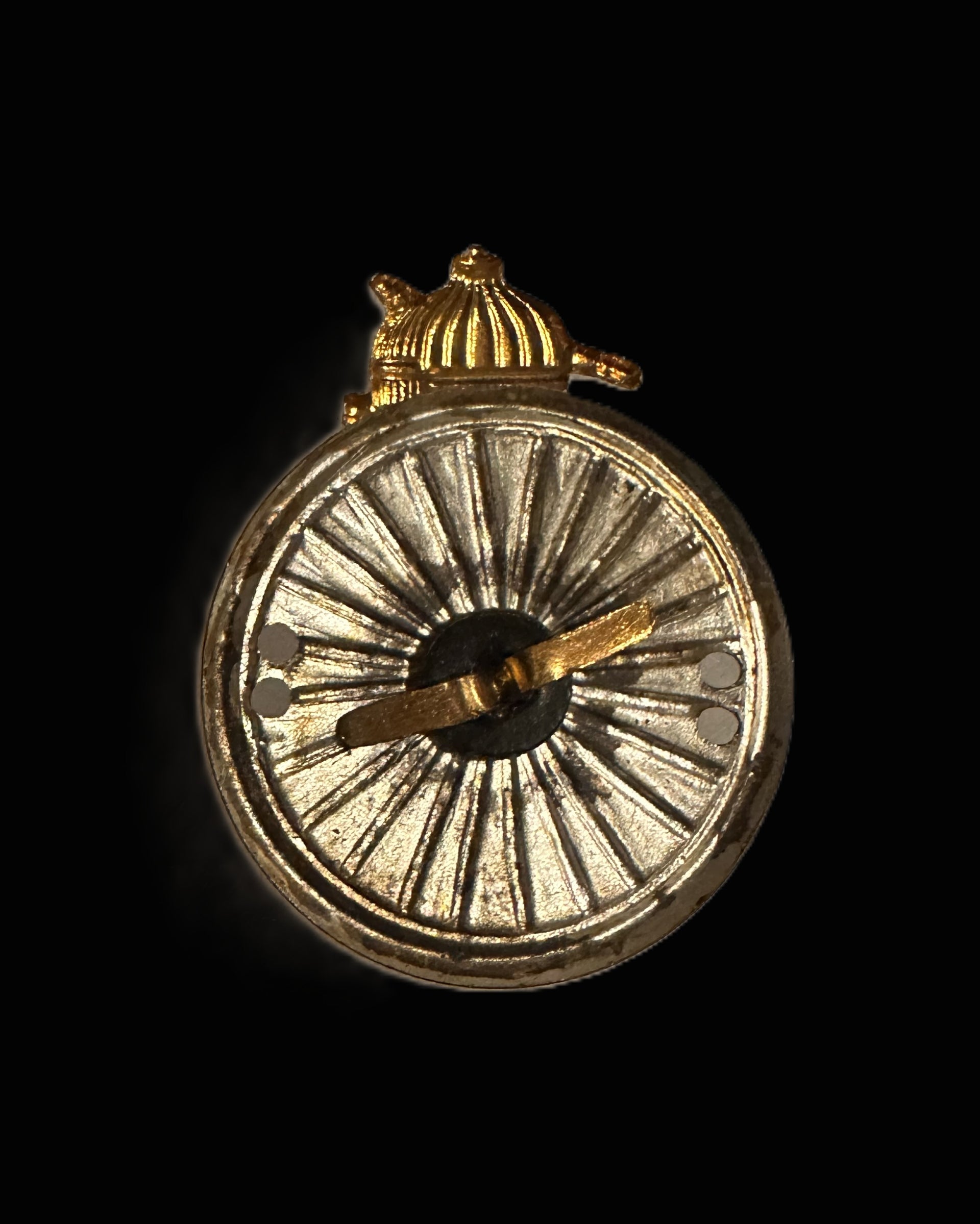 Imperial German Gilt Flaming Grenade Cap Badge on Silver Sunburst