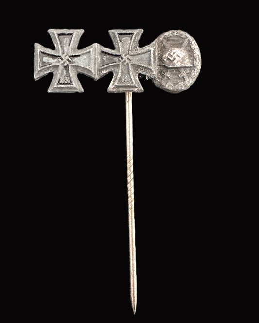 German WWI & WWII Iron Cross Stickpin with Wound Badge