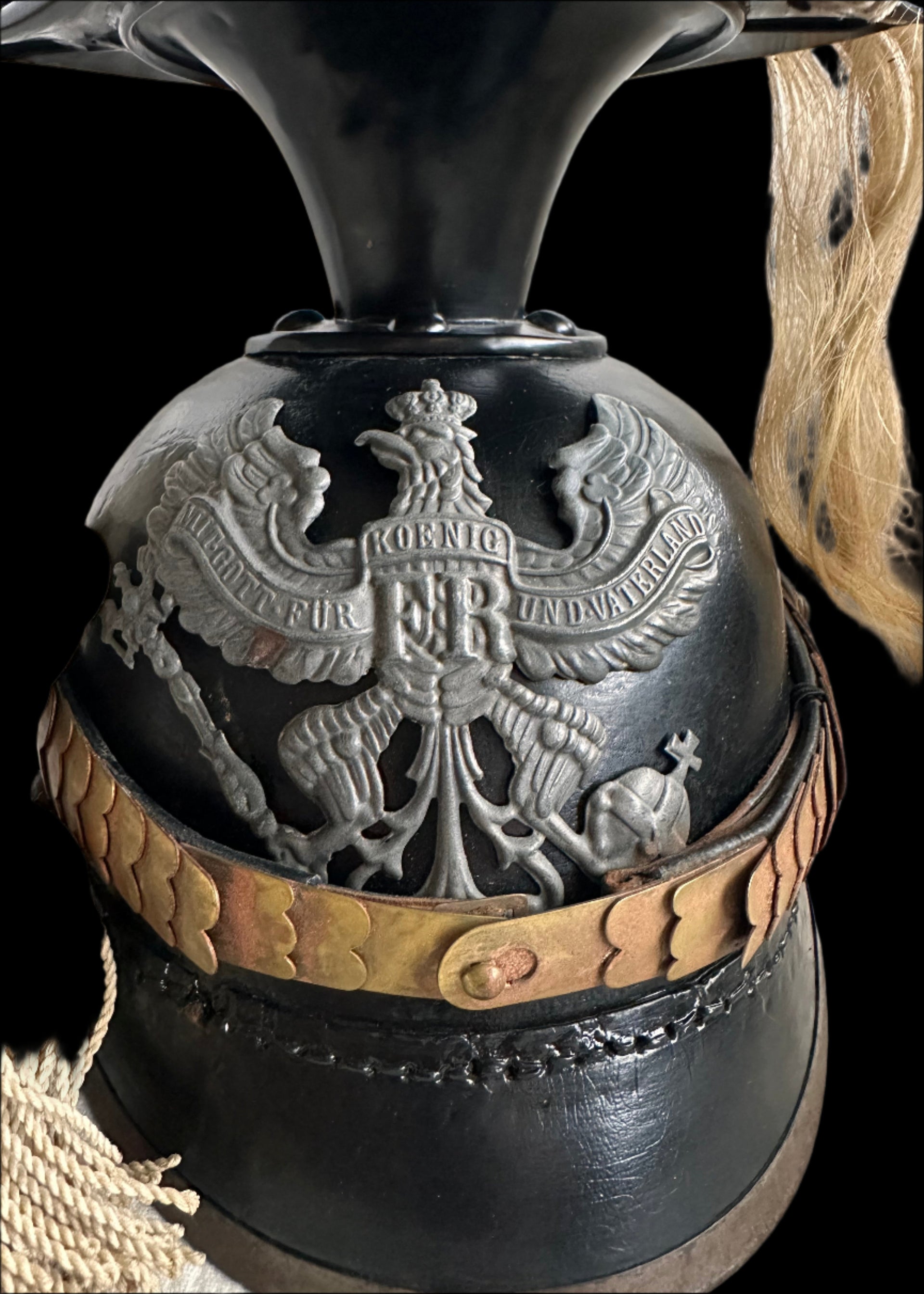 Prussian EM Ulan Tschapka – Pre-1897, Line Regt, Subdued Wartime Gray Wappen