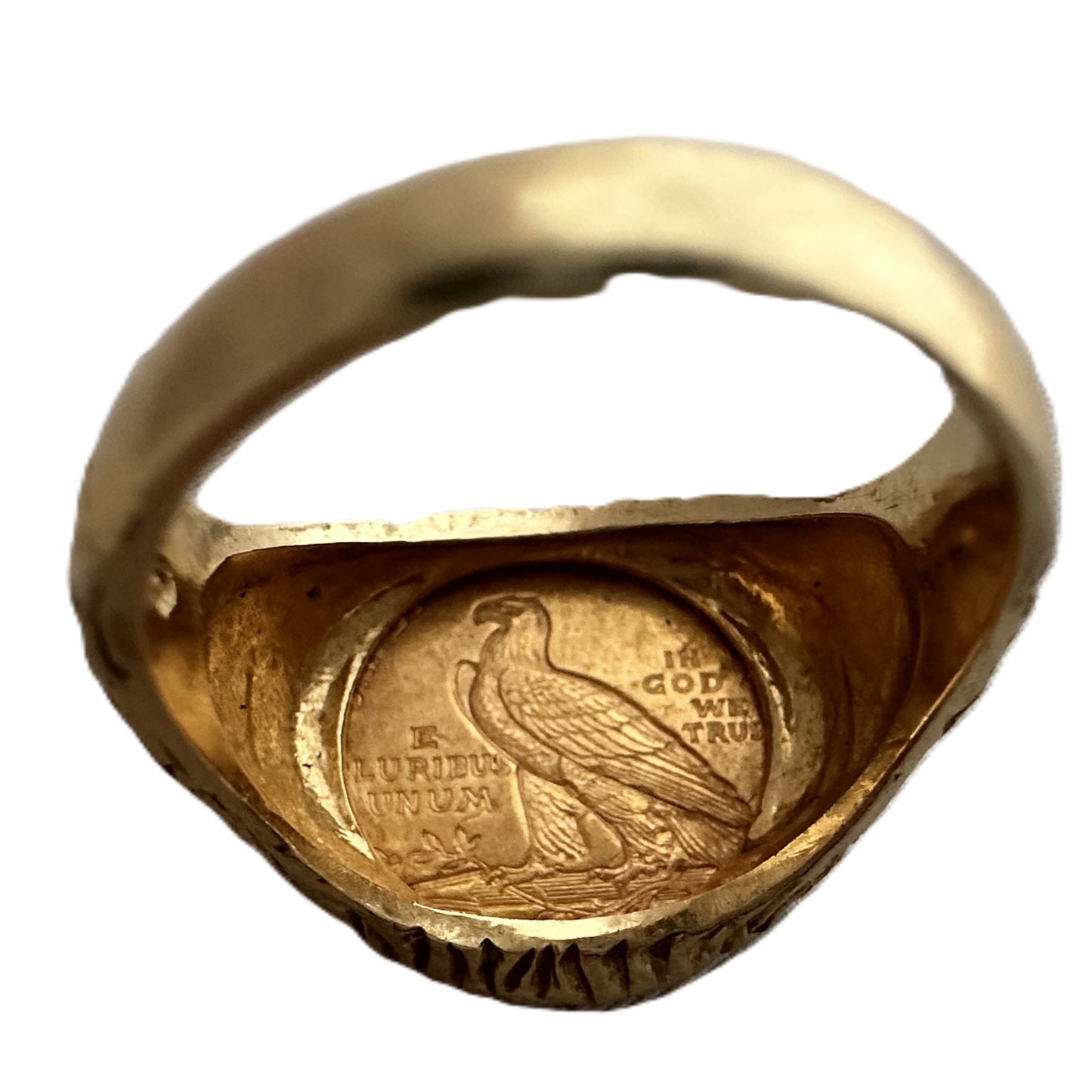 1910 United States Indian Head $2.50 Quarter Eagle Coin in 14K Gold Ring Setting